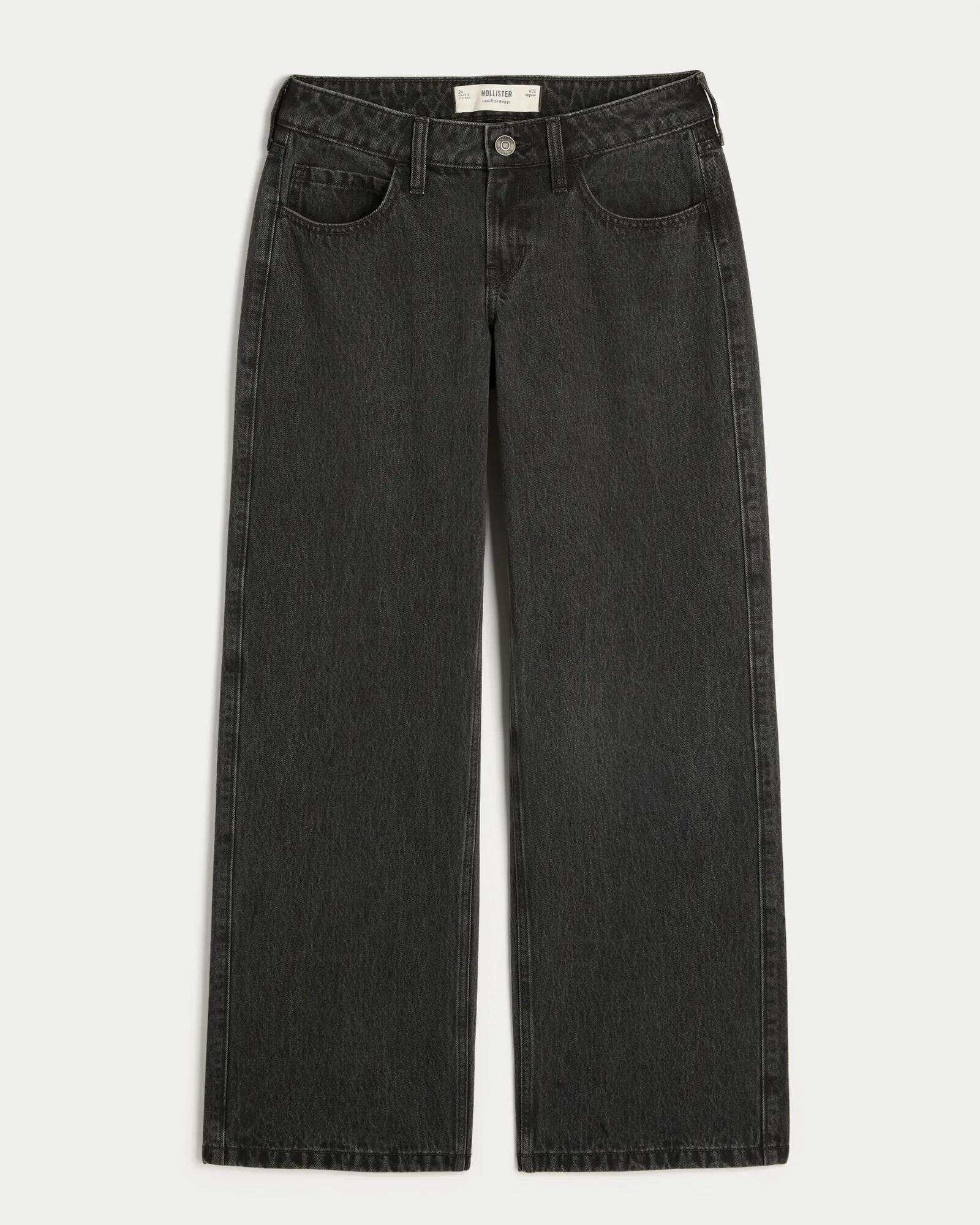 Low-Rise Dark Wash Baggy Jeans