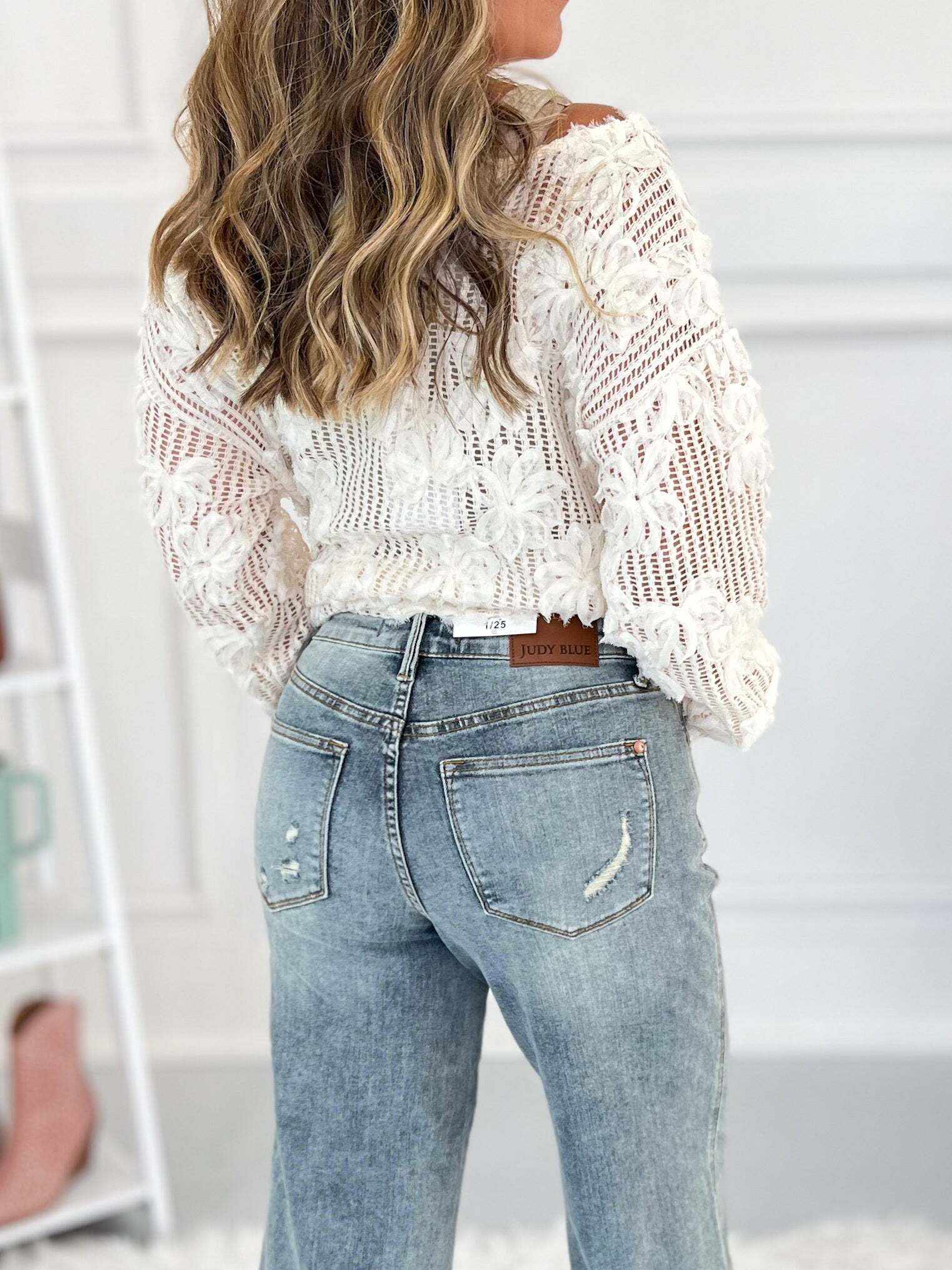 Very Demure - Christmas Tummy Control Cropped Wide Jeans- Final Sale