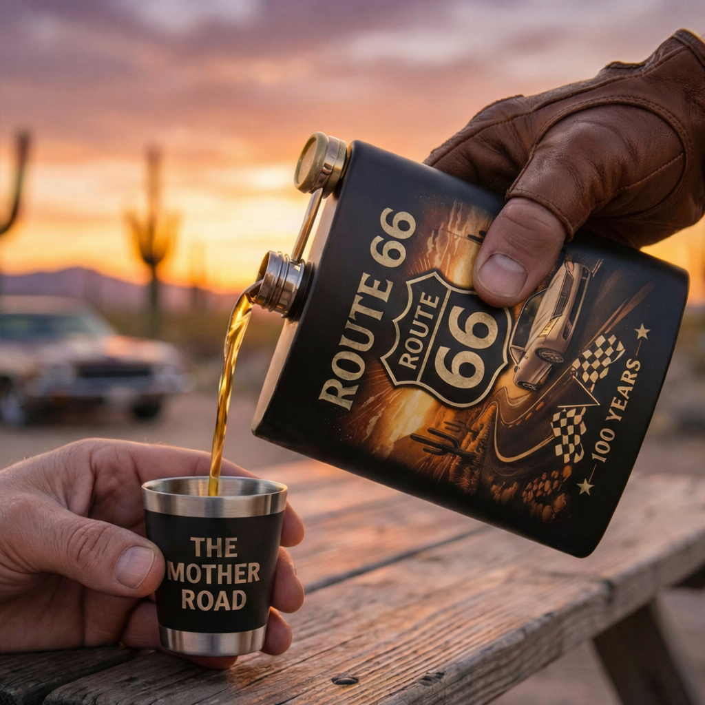 Route 66 100th Anniversary Commemorative Flask Gift Set