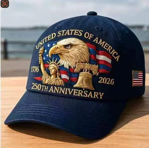 USA 250th Anniversary Embroidered Cap with Eagle Head – Vintage Sunvisor Hat