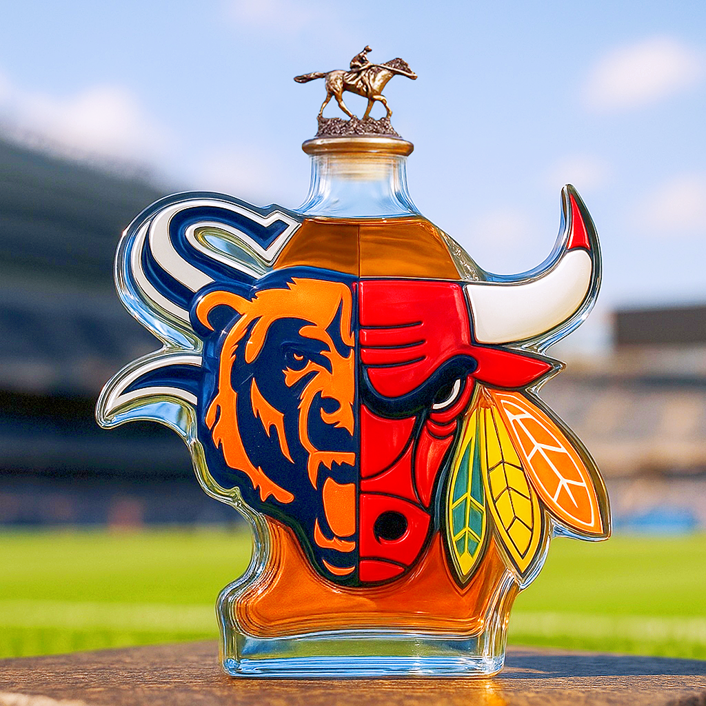 Chicago Sports Fan Whiskey Bottle