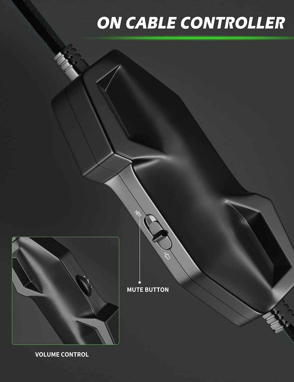 ZIUMIER Z66 Gaming Headset, Wired, Over-Ear, Noise Cancelling Mic, RGB Light, Stereo Surround Sound, Compatible with PS4, PS5, Xbox One, Laptop (Green)