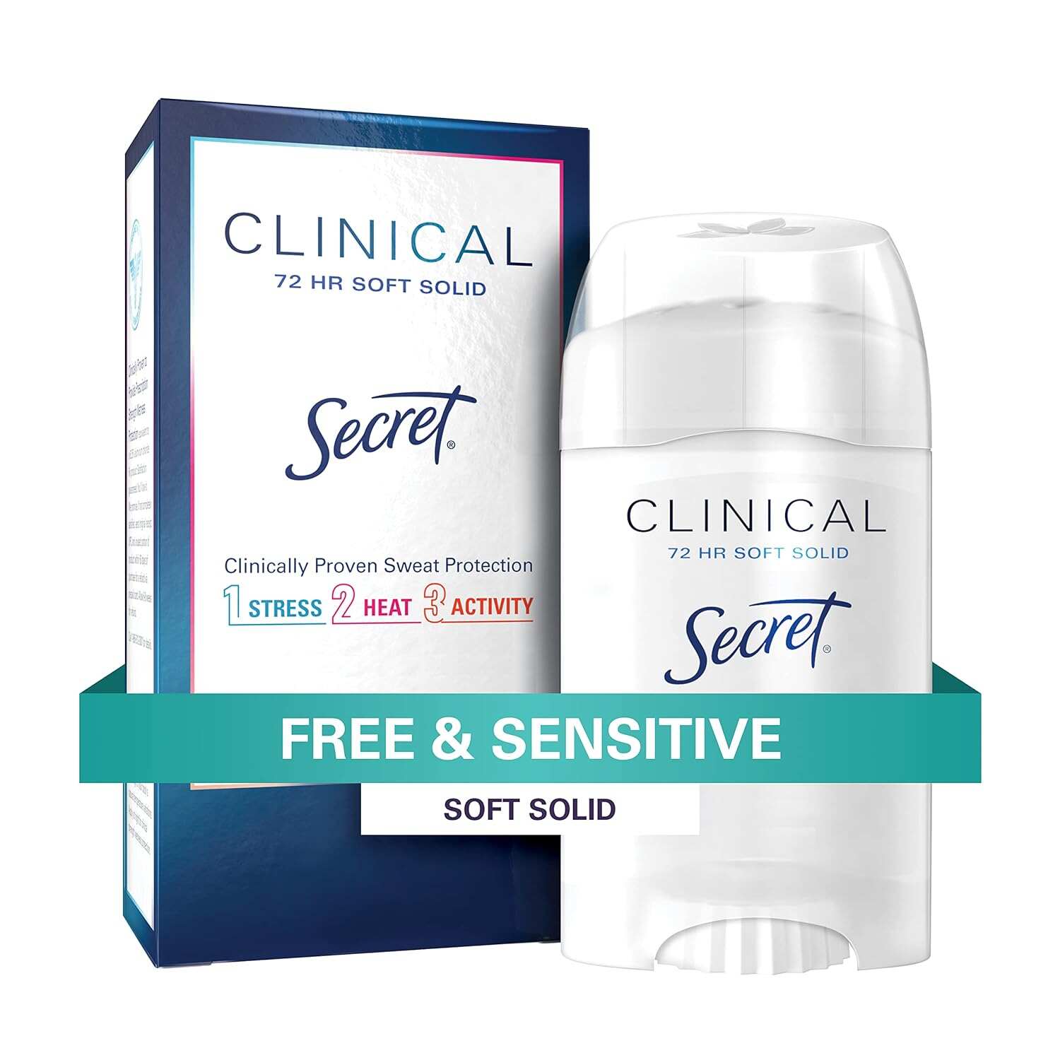 Secret Clinical Strength Antiperspirant and Deodorant Women, Soft Solid Stress Response, 72 Hr Sweat Protection, 1.6 oz (Pack of 3)