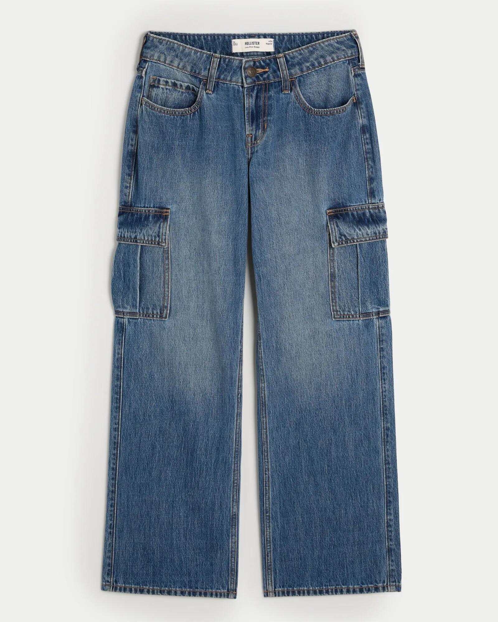 Low-Rise Dark Wash Baggy Jeans