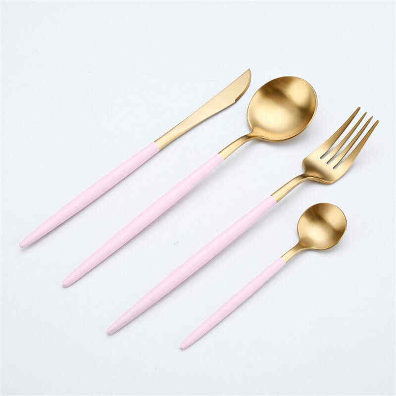 Rose Gold Tableware Set Stainless Steel Cutlery Set Western Food Tableware Luxury Fork Teaspoon Knife Cutlery Set fork spoon