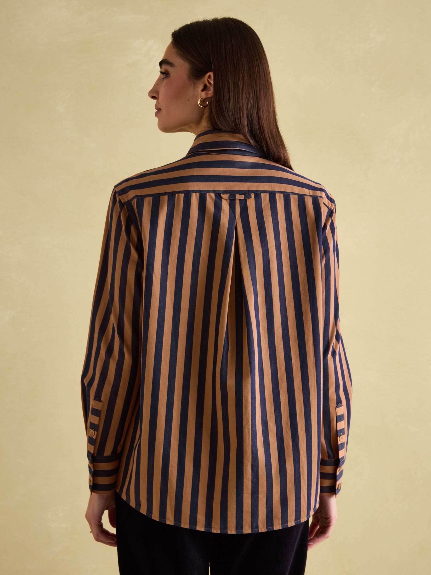 Amilla Navy & Tan Stripe Shirt