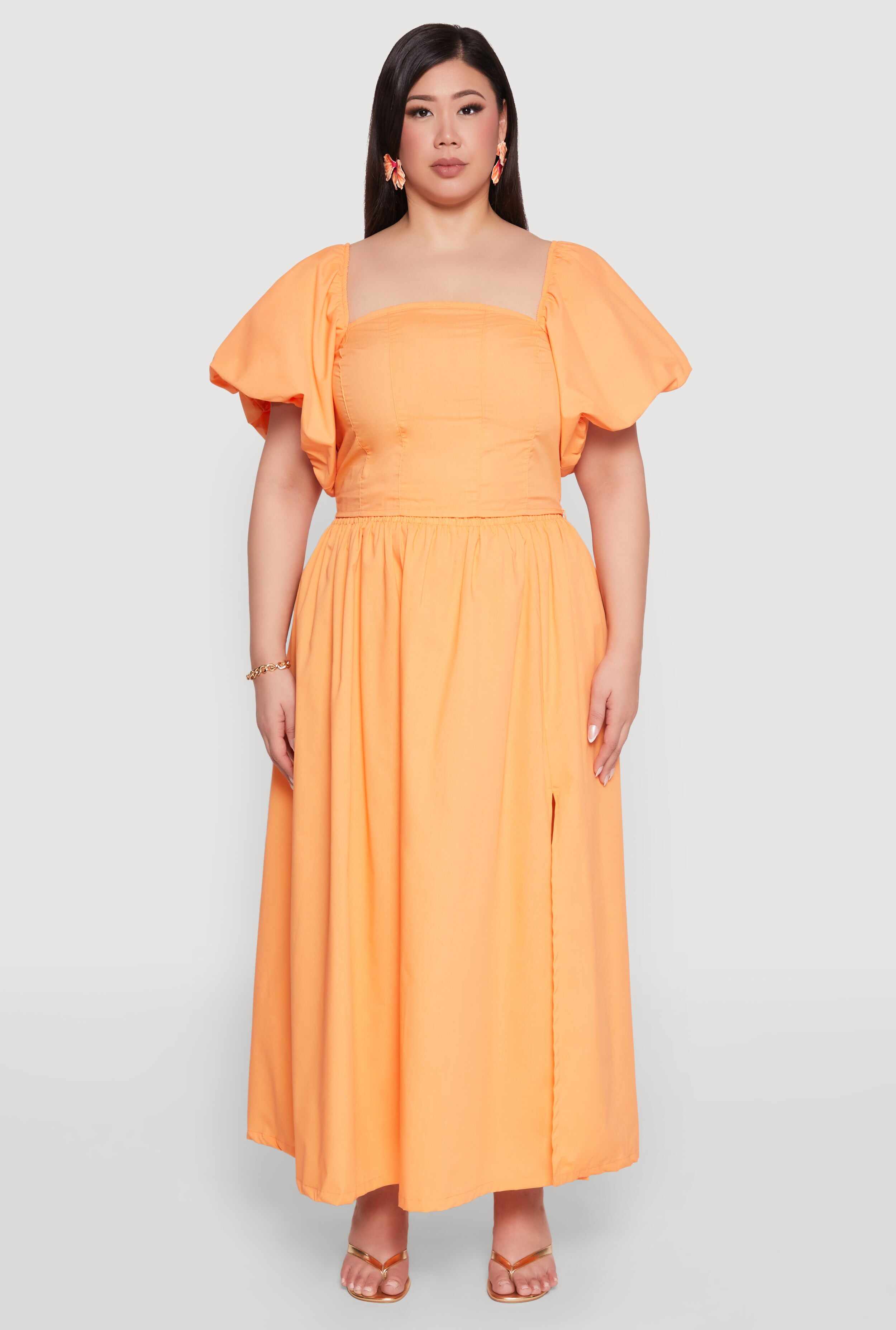 Plus Size Smocked Back Poplin Crop Top
