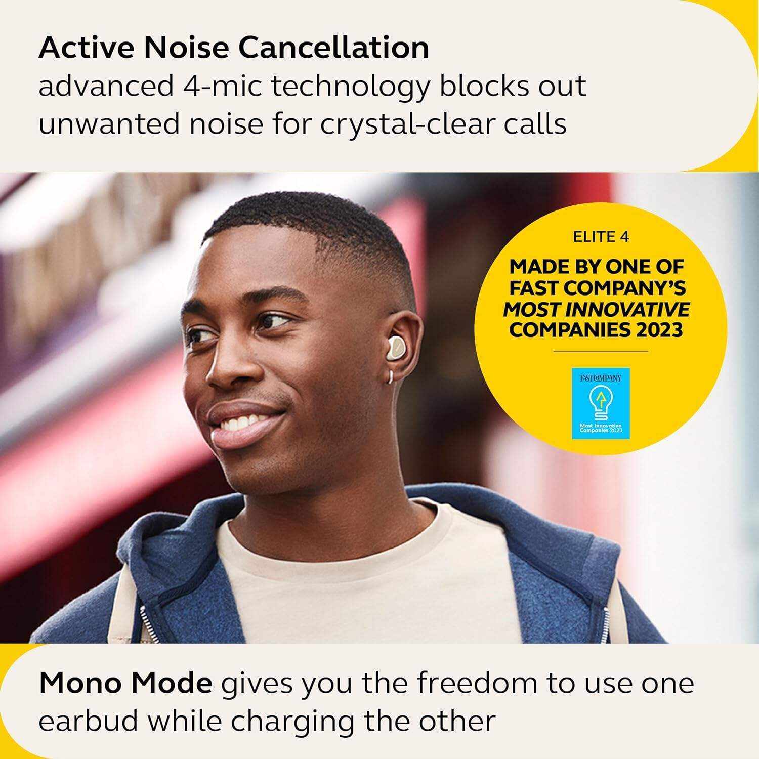Jabra Elite 10 True Wireless Earbuds – Advanced Active Noise Cancelling Earbuds with Next-Level Dolby Atmos Surround Sound –All-Day Comfort, Multipoint Bluetooth, Wireless Charging – Cream