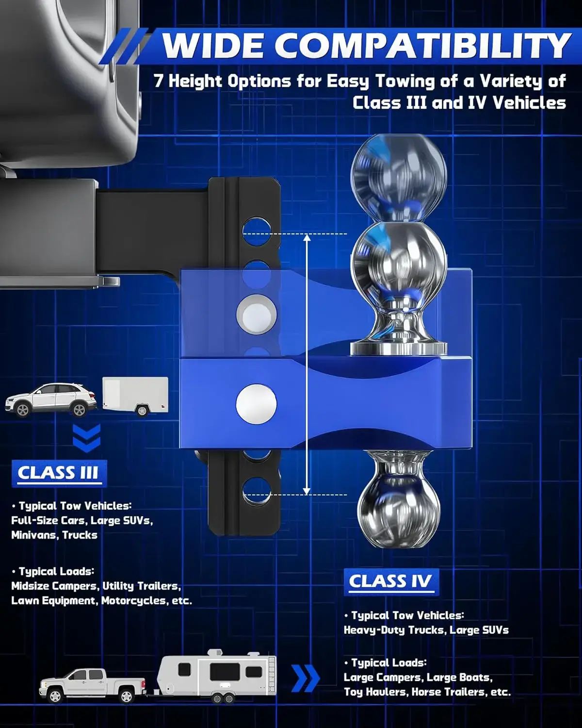 Tech Adjustable Heavy-Duty Trailer Hitch