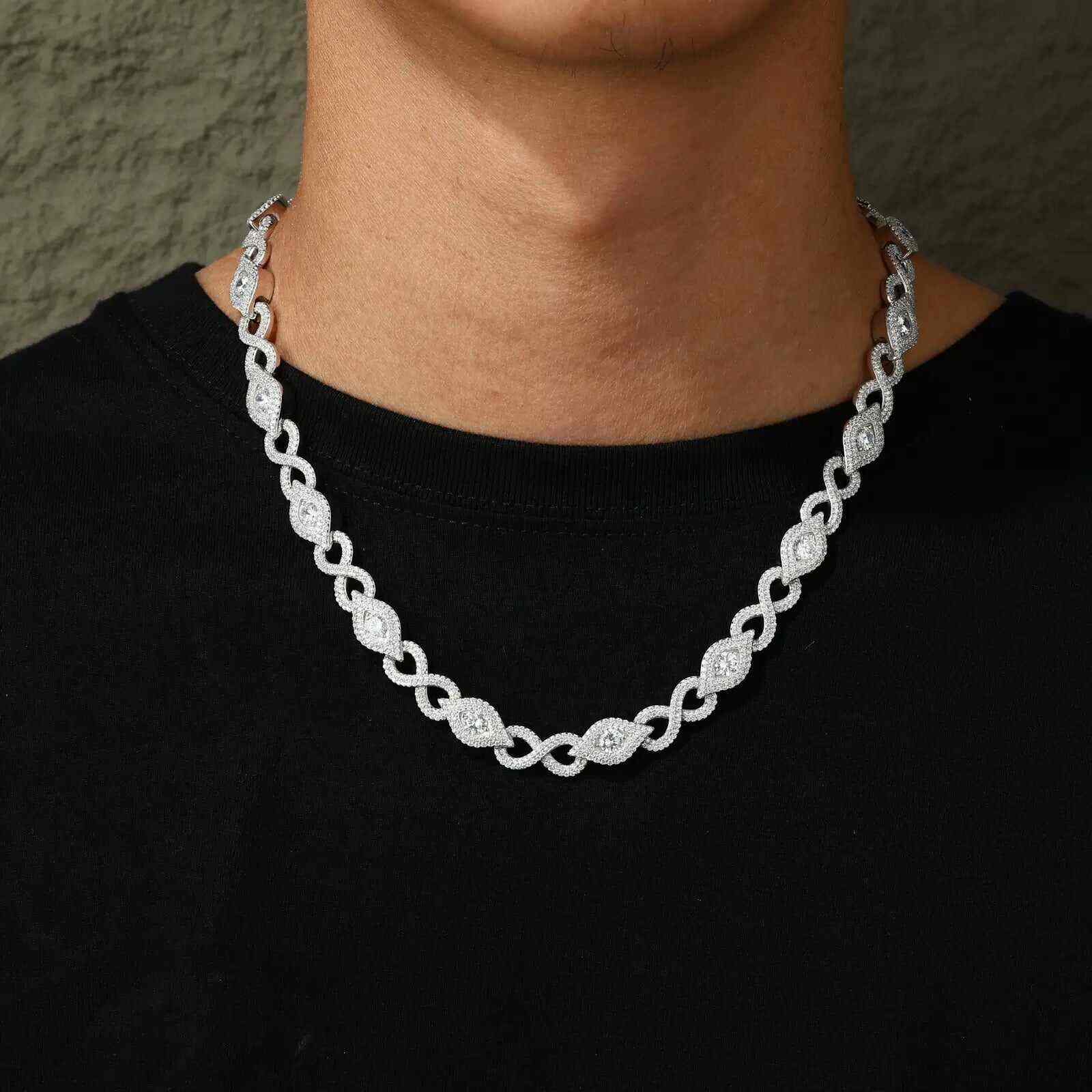 TestTest 10mm S925 Moissanite Infinity Evil Eye Link Chain