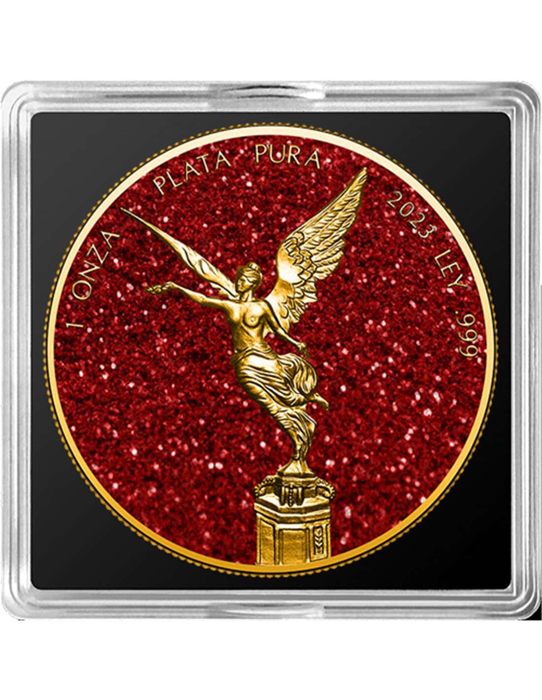 RUBY Precious Gemstones Libertad 1 Oz Silver Coin Mexico 2023