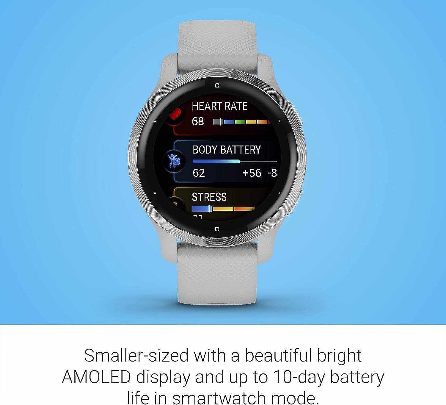 Garmin Venu 2, GPS Smartwatch with Advanced Health Monitoring and Fitness Features, Slate Bezel with Black Case and Silicone Band , 27.9 mm