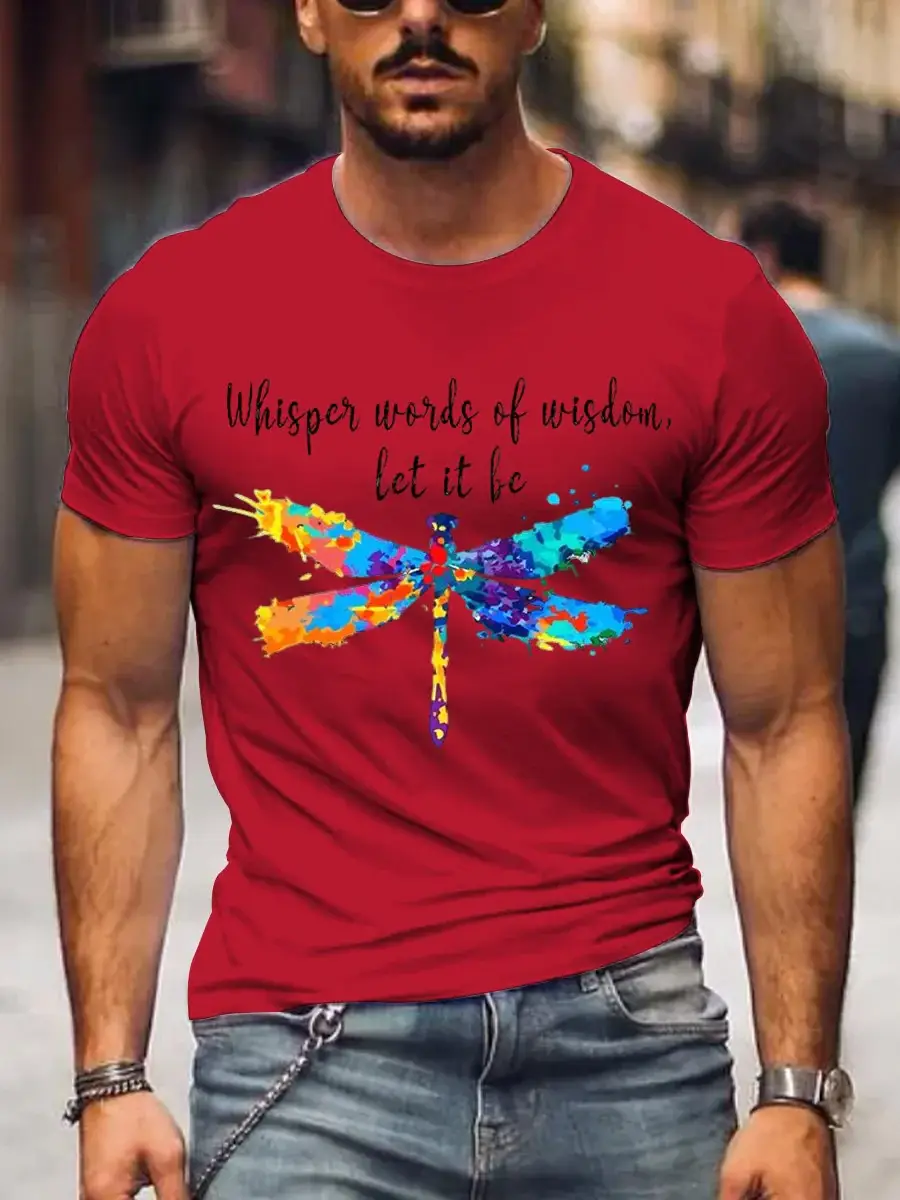 Men's Whisper Words Of Wisdom Let It Be Art Pattern Print Casual T-Shirt