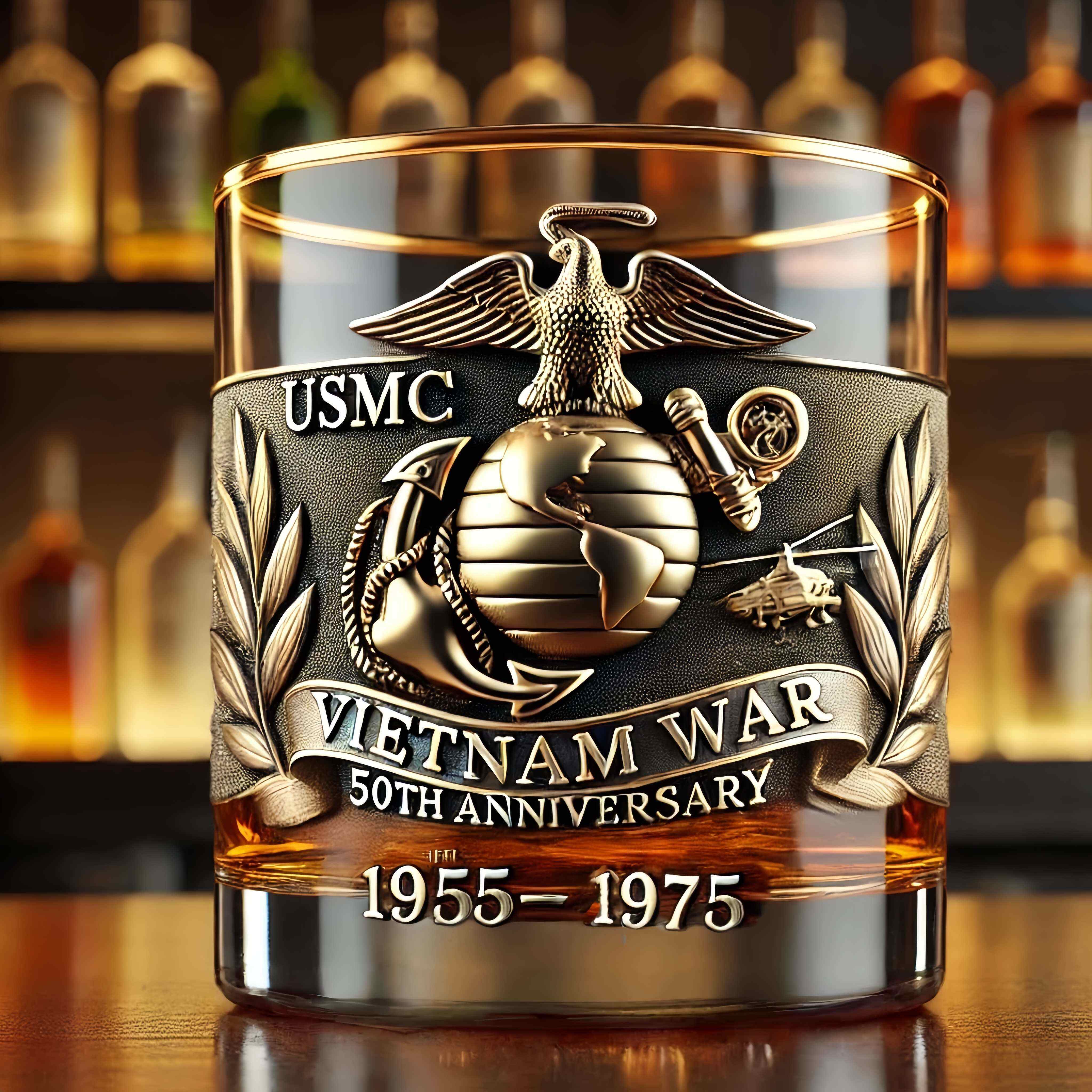 Vietnam War 50th Anniversary Whiskey Glass