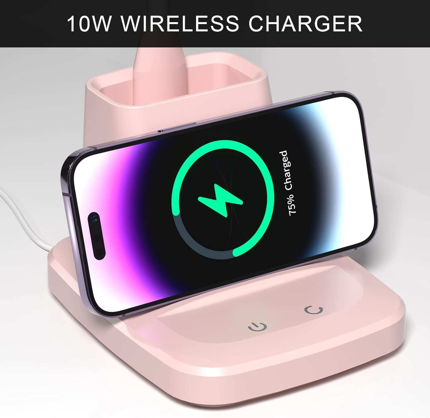 Desk Lamp with Wireless Charger, LED Desk Lamps for Home Office, 800 Lumens, Small Desk Lamp with Pen Holder, Flexible Arm, 3 Modes, Dimming, Touch Lamp for College Dorm Room