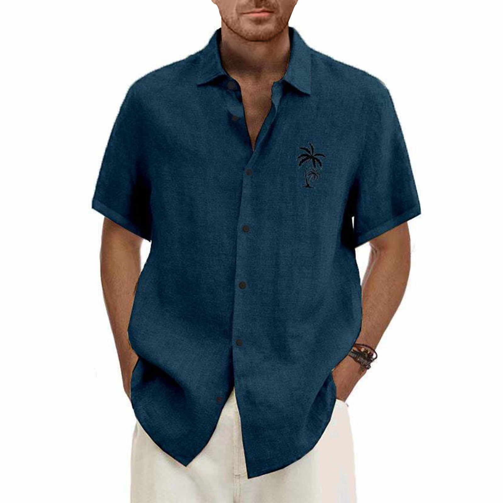 Classic Beach Men Polo Shirt Collar Short Sleeved Work Shirts for Men