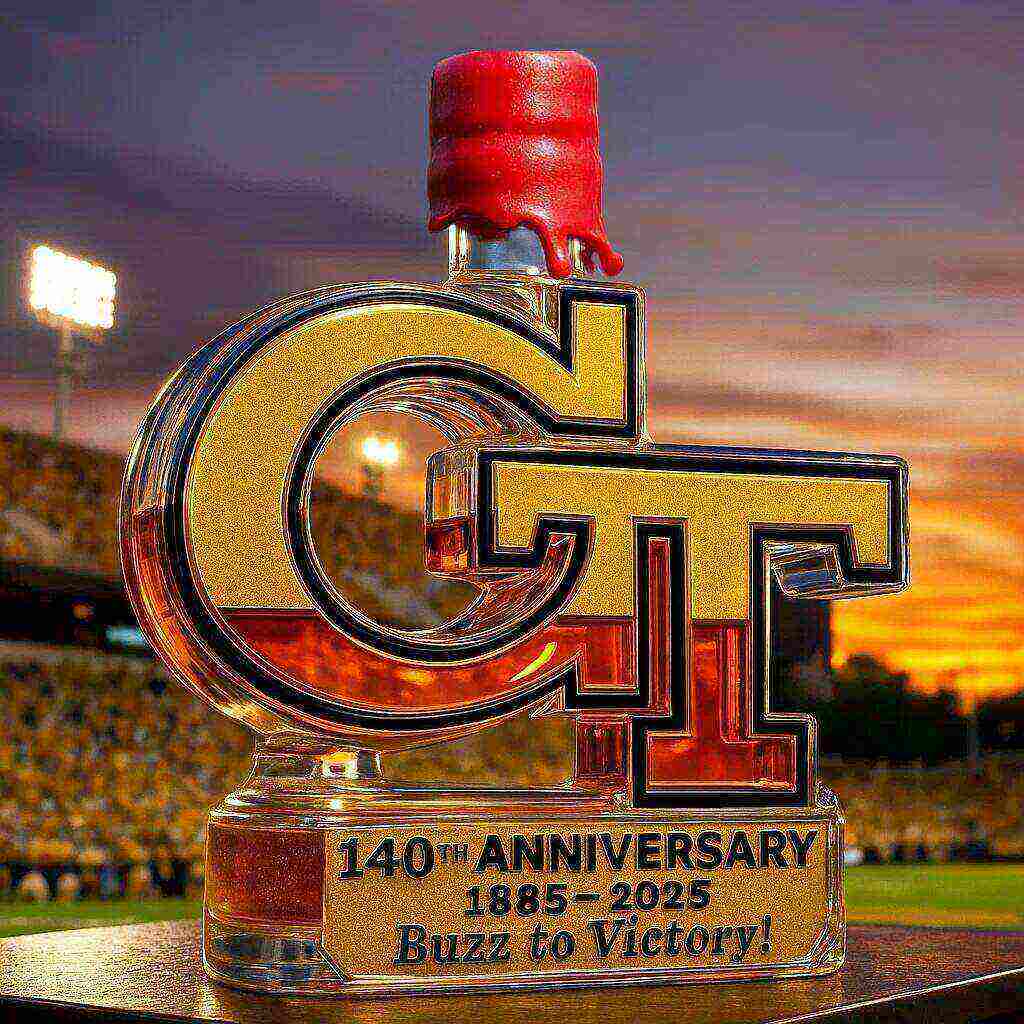 Georgia Tech Yellow Jackets 140th Anniversary Whiskey Bottle