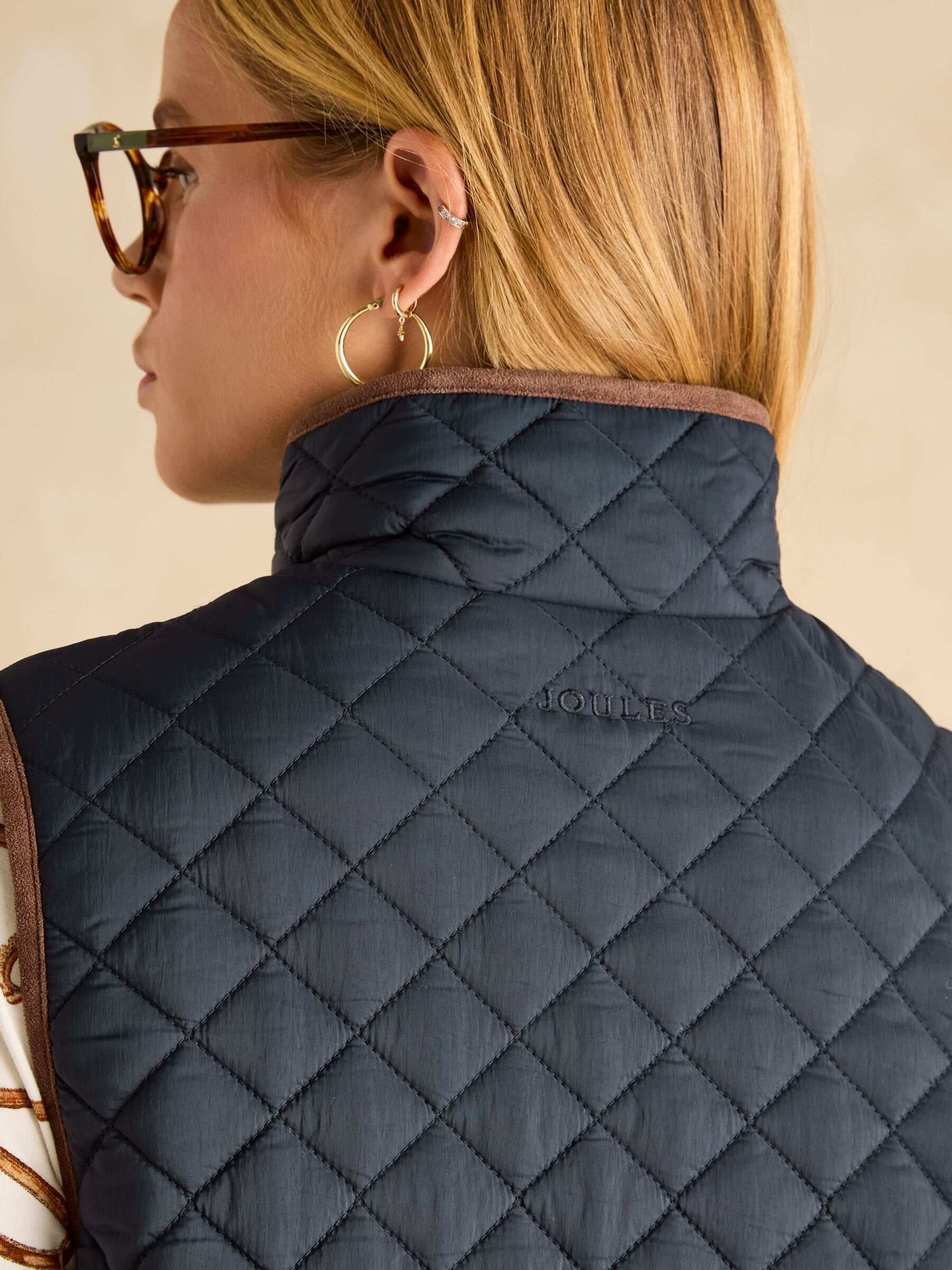 Sutton Navy Blue Showerproof Longline Diamond Quilted Gilet
