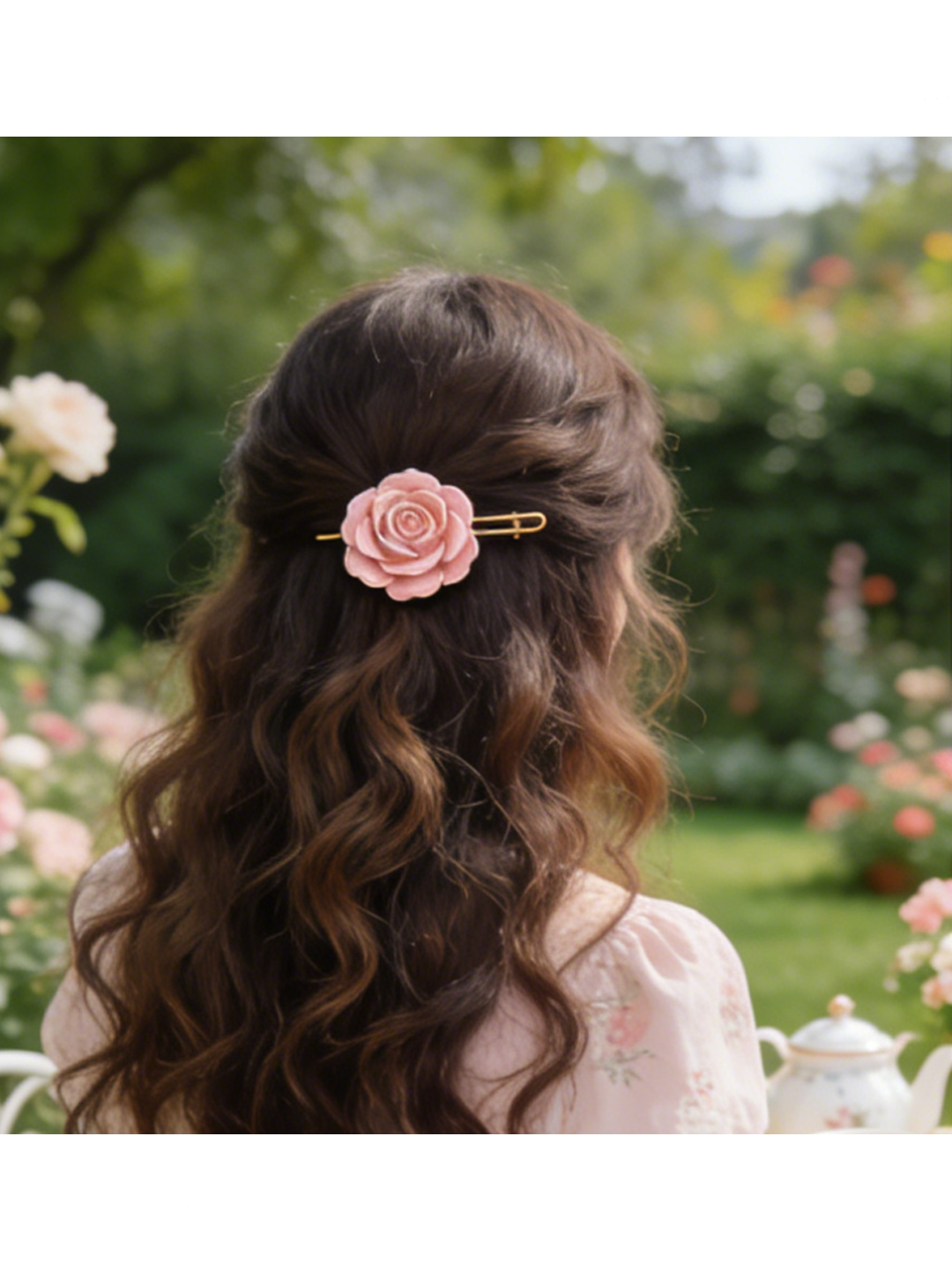 Cute Pink Alloy Rose A Pair Hairpin