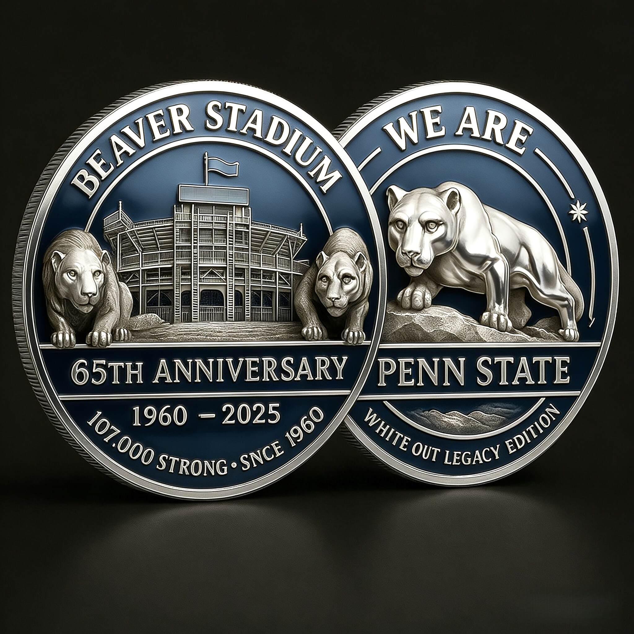🏆 Penn State Beaver Stadium 65th Anniversary Collector Coin – White Out Legacy Edition