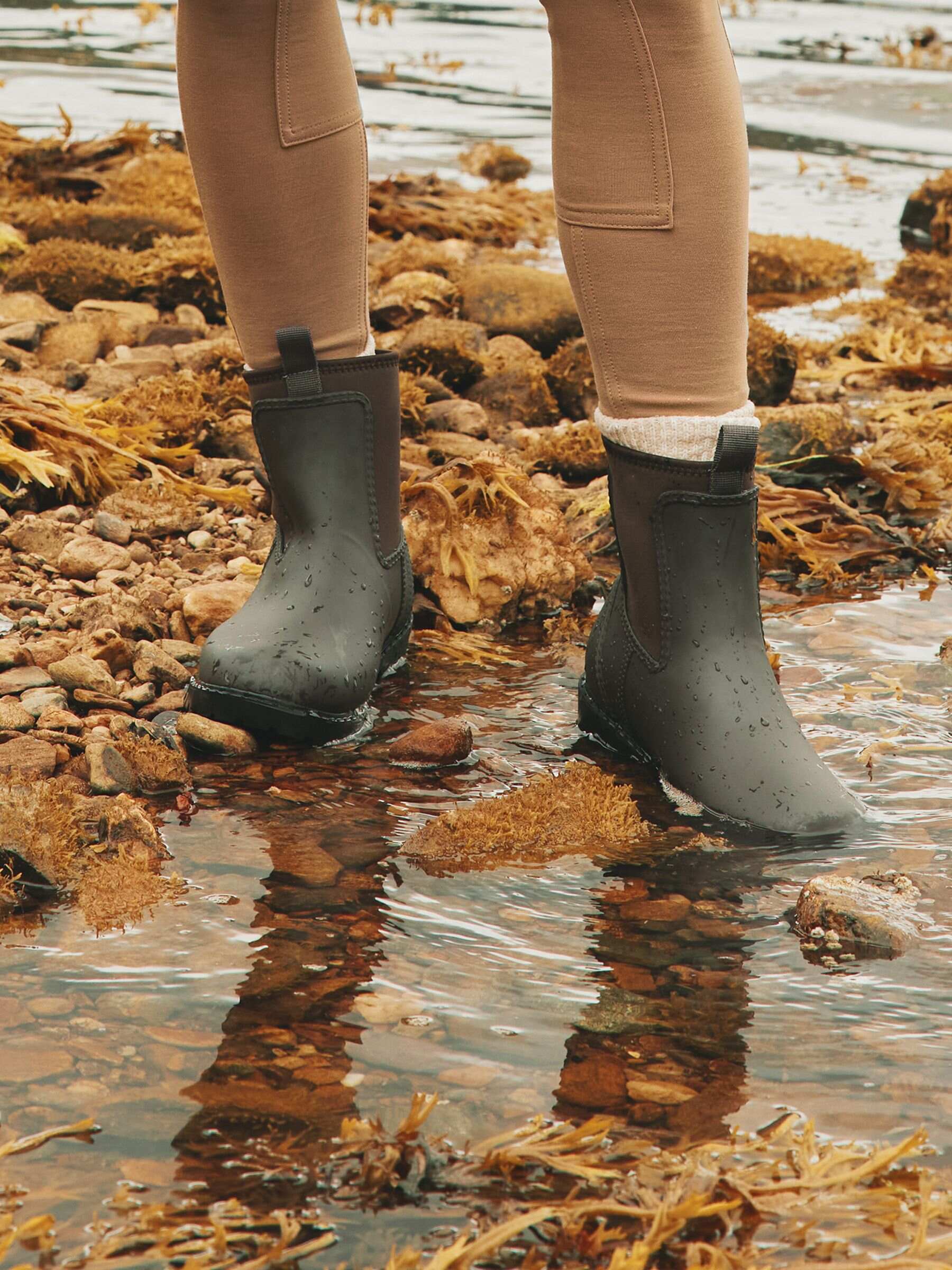 Oakfield Chocolate Brown Short Neoprene-Lined Ankle Wellies