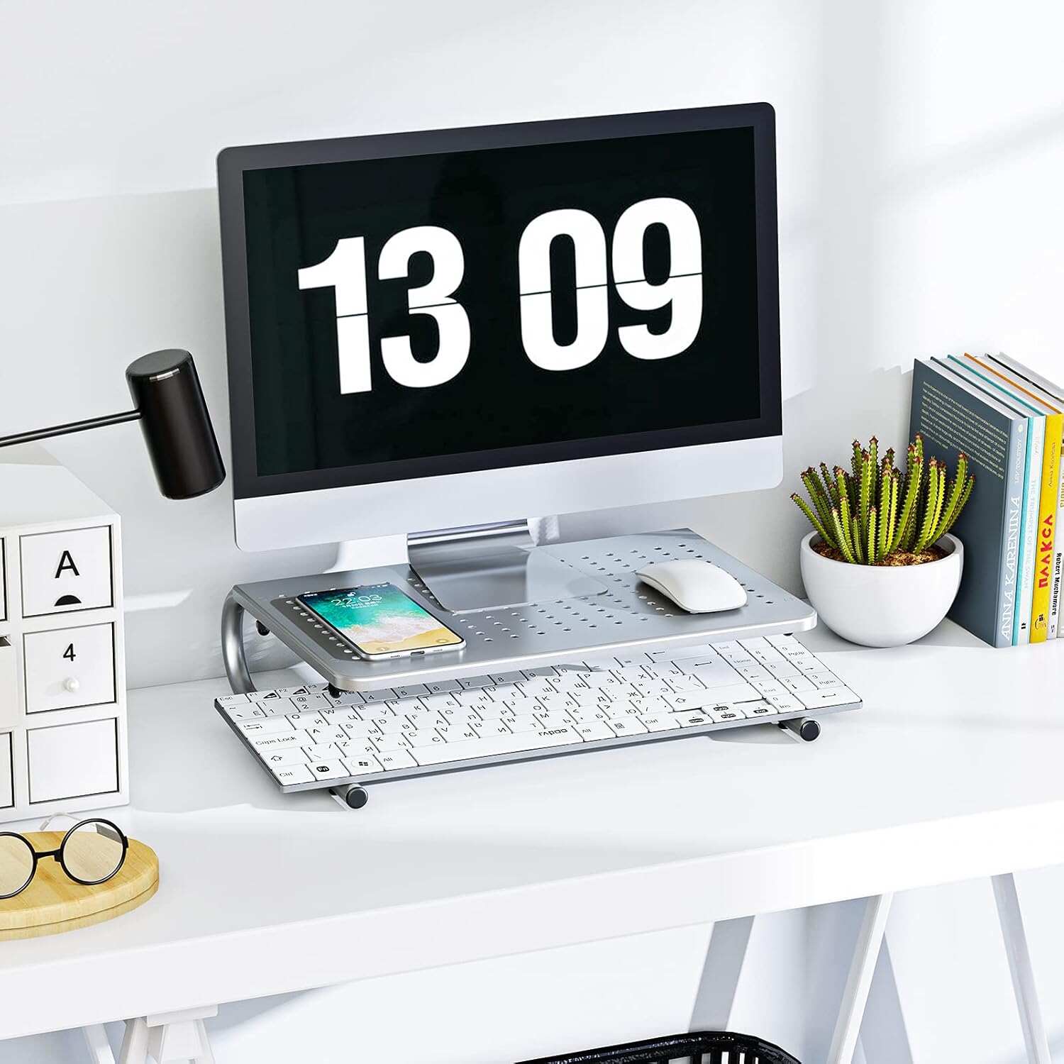 Monitor Stand Riser, Monitor Riser, Laptop Stand for Desk, Laptop Riser, Desk Organizer for Monitor, Laptop Shelf w/Vented for Screen, Computer Stand for Laptop, PC, Printer, for Home & Office