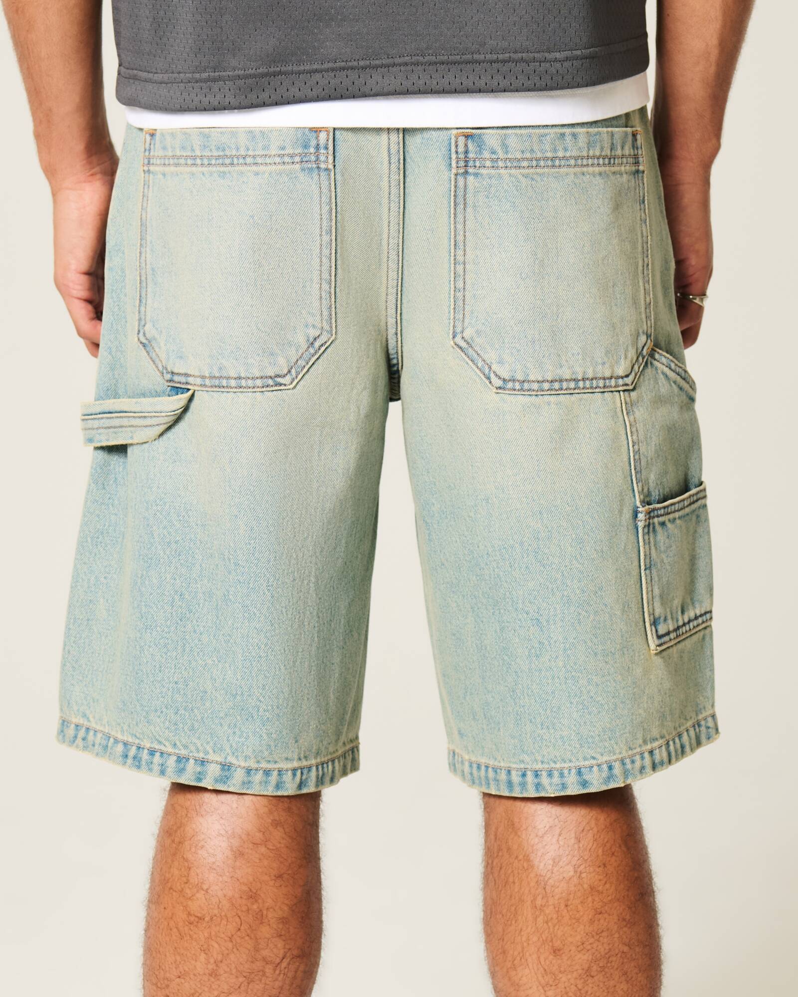 Washed Black Baggy Denim Shorts