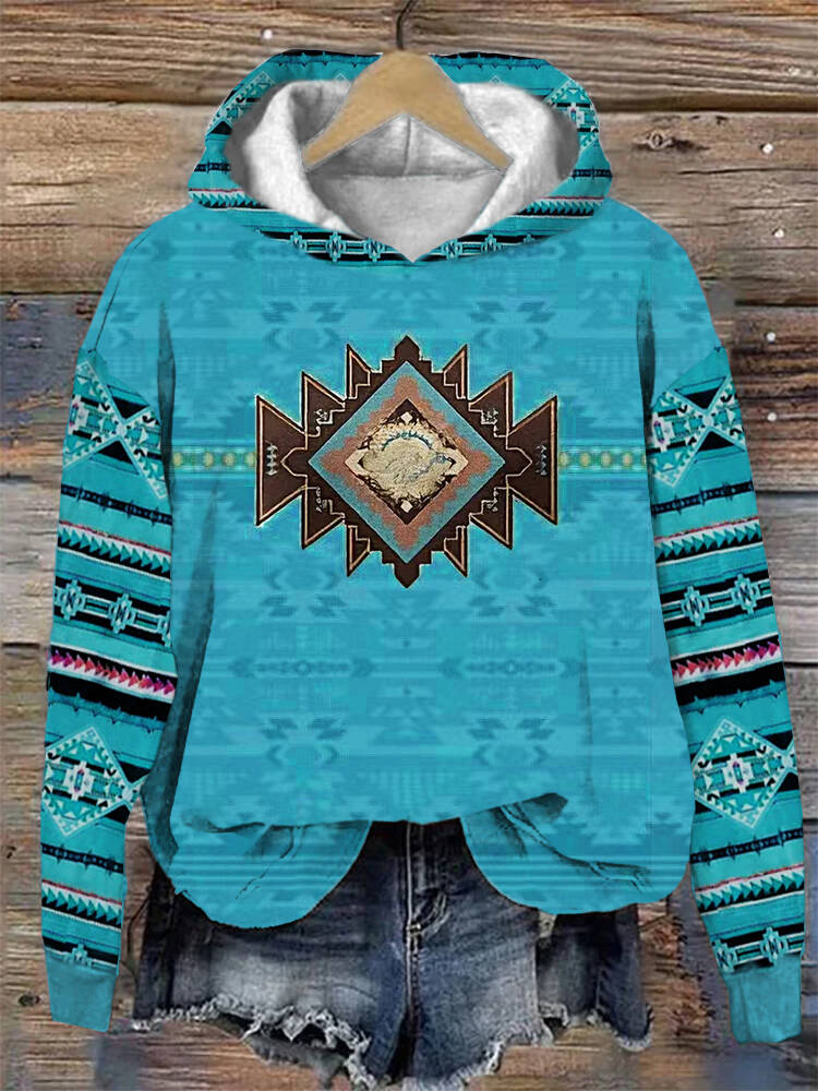 Boho Geometric Print Pullover Sweatshirt