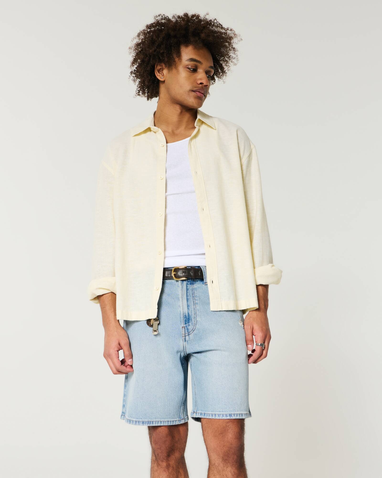 Above-the-Knee Loose Denim Shorts