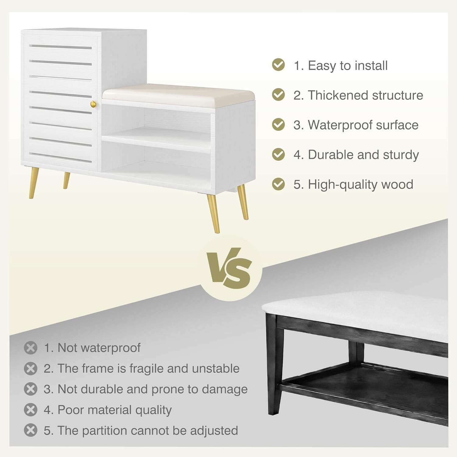 VECELO Shoe Storage Bench with Door&Shelf