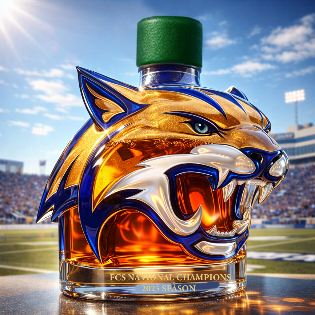 Montana State Bobcats FCS Champion Whiskey Bottle
