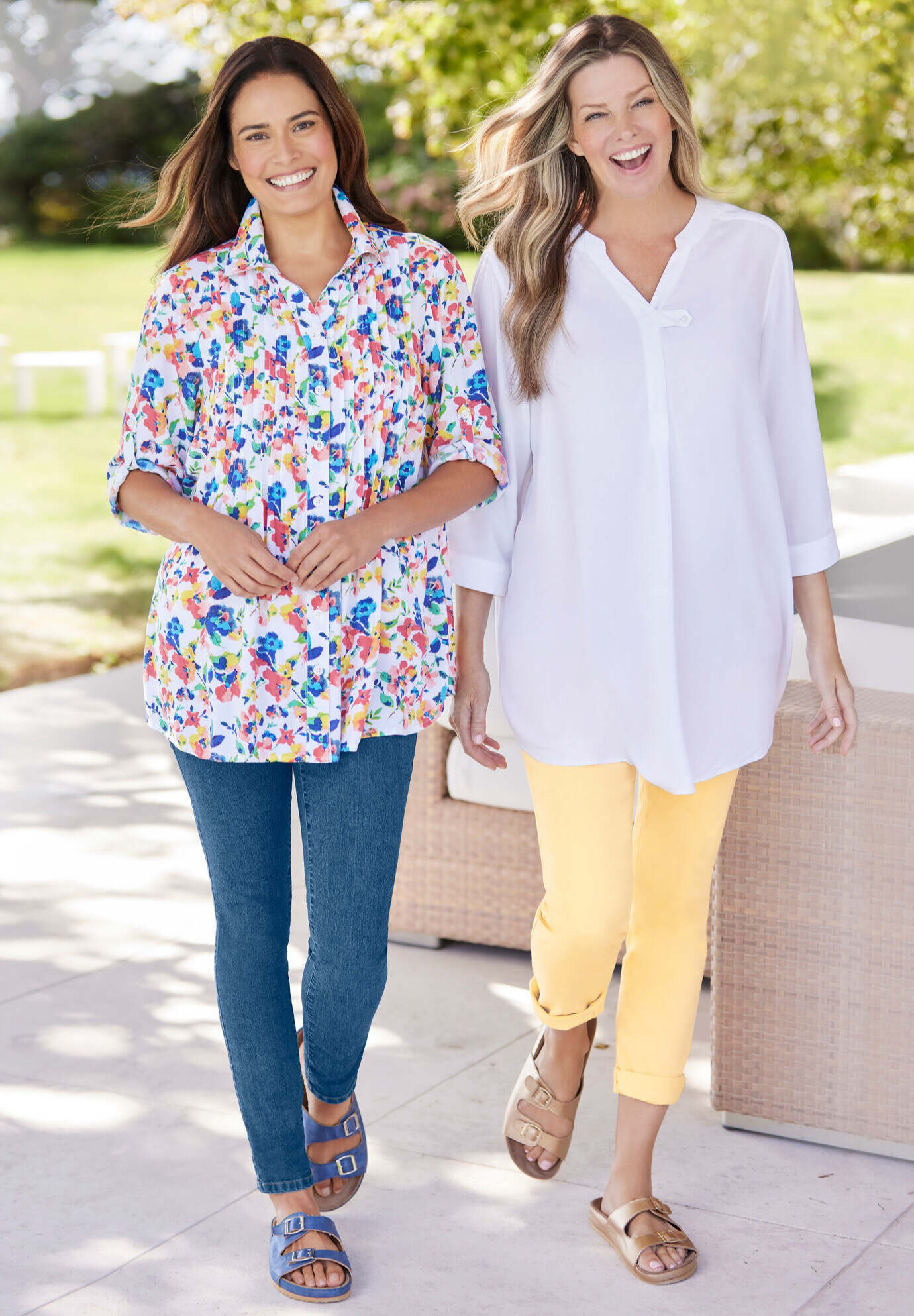 Three-Quarter Sleeve Tab-Front Tunic