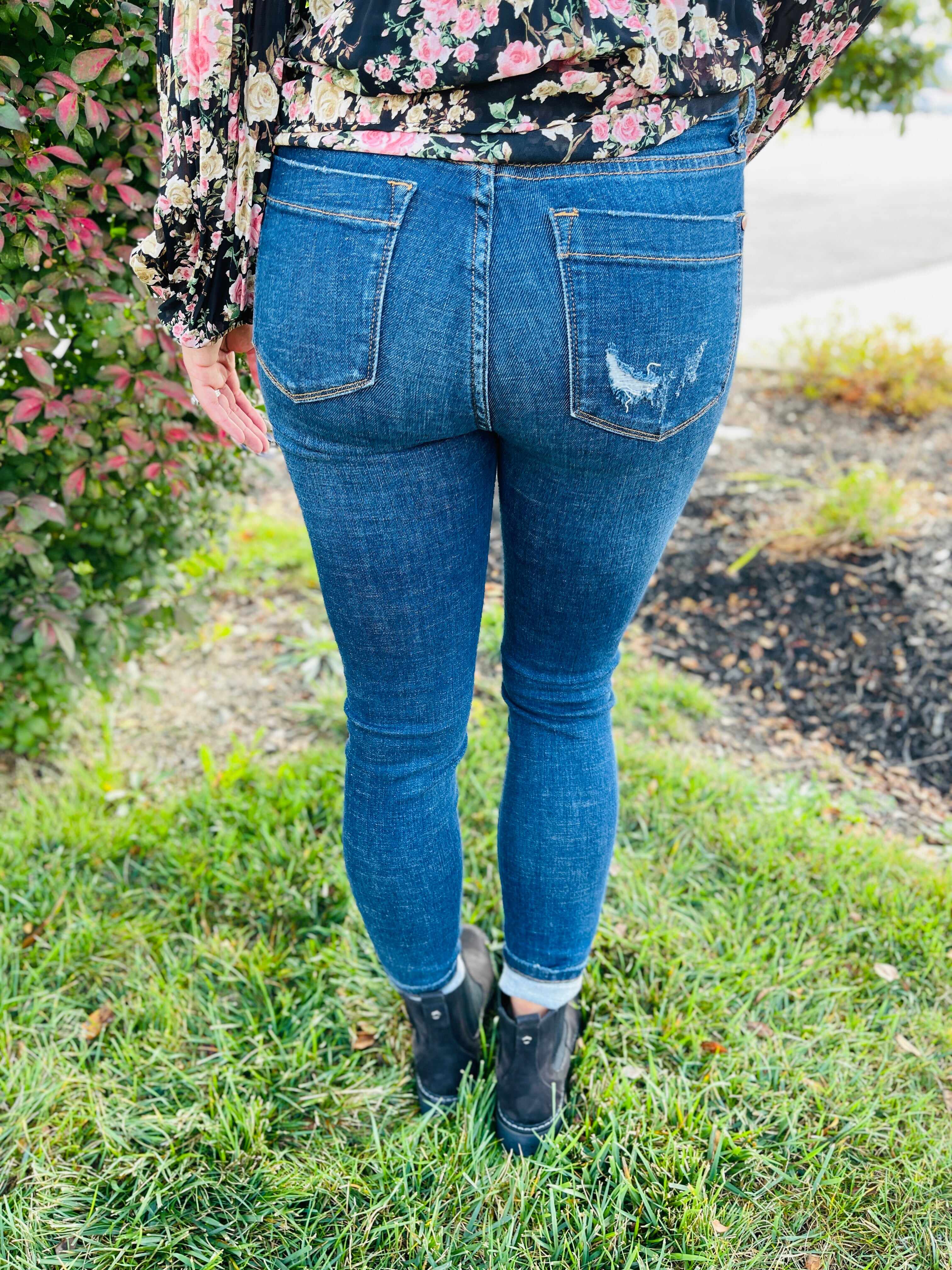 RESTOCK! Plus/Reg My Goodies Button Fly Patch Pocket Skinny Jean