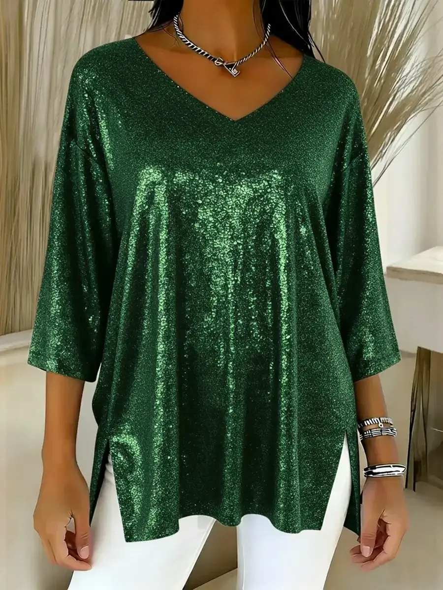 🔥Summer Arrivals🌟Women's Sparkly Christmas V-neck Top