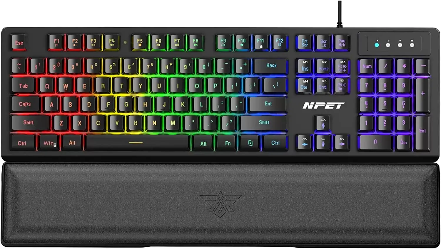 NPET K10 Wired Gaming Keyboard, LED Backlit, Spill-Resistant Design, Multimedia Keys, Quiet Silent USB Membrane Keyboard for Desktop, Computer, PC (Black)