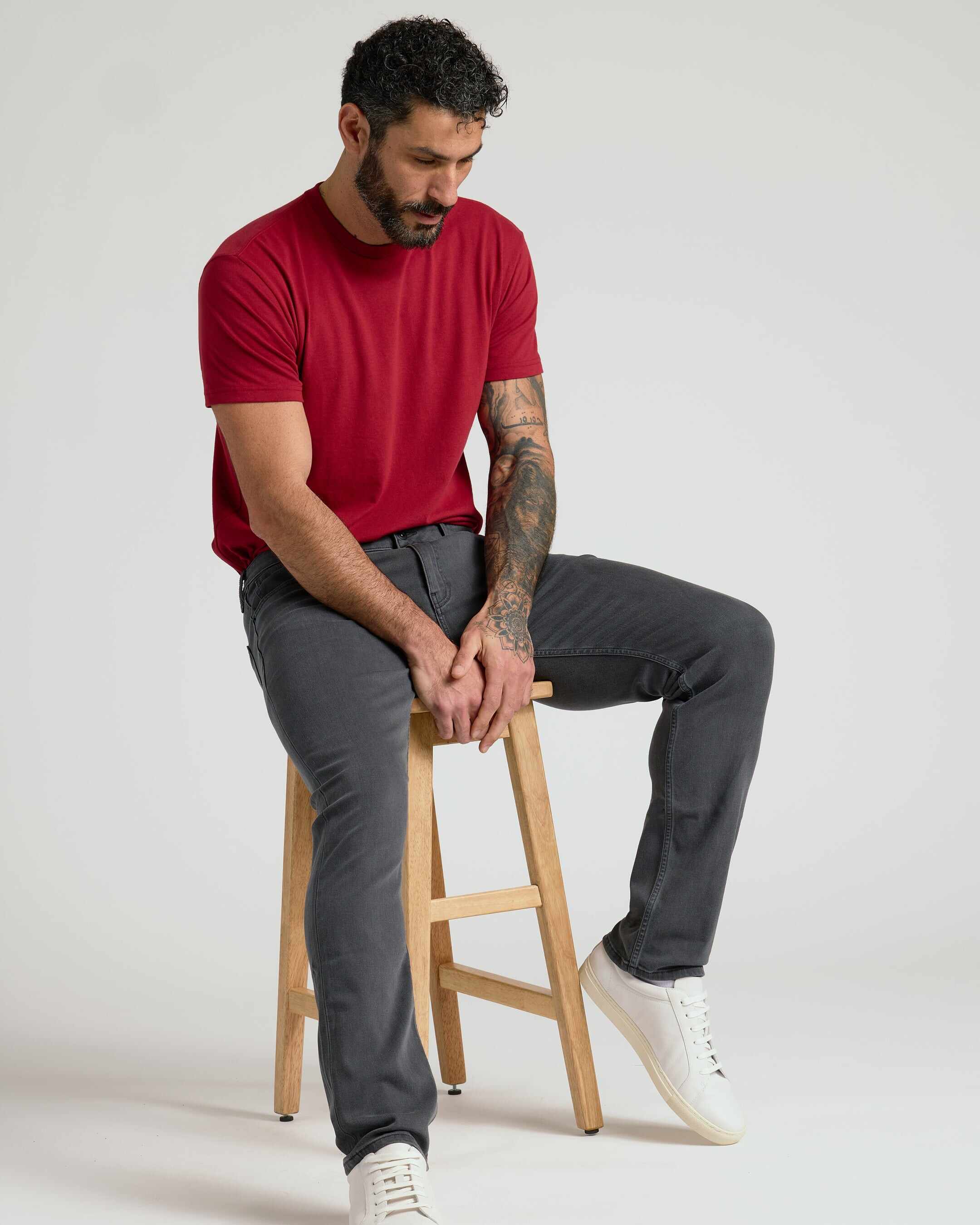 Gray Wash Straight Comfort Stretch Jeans
