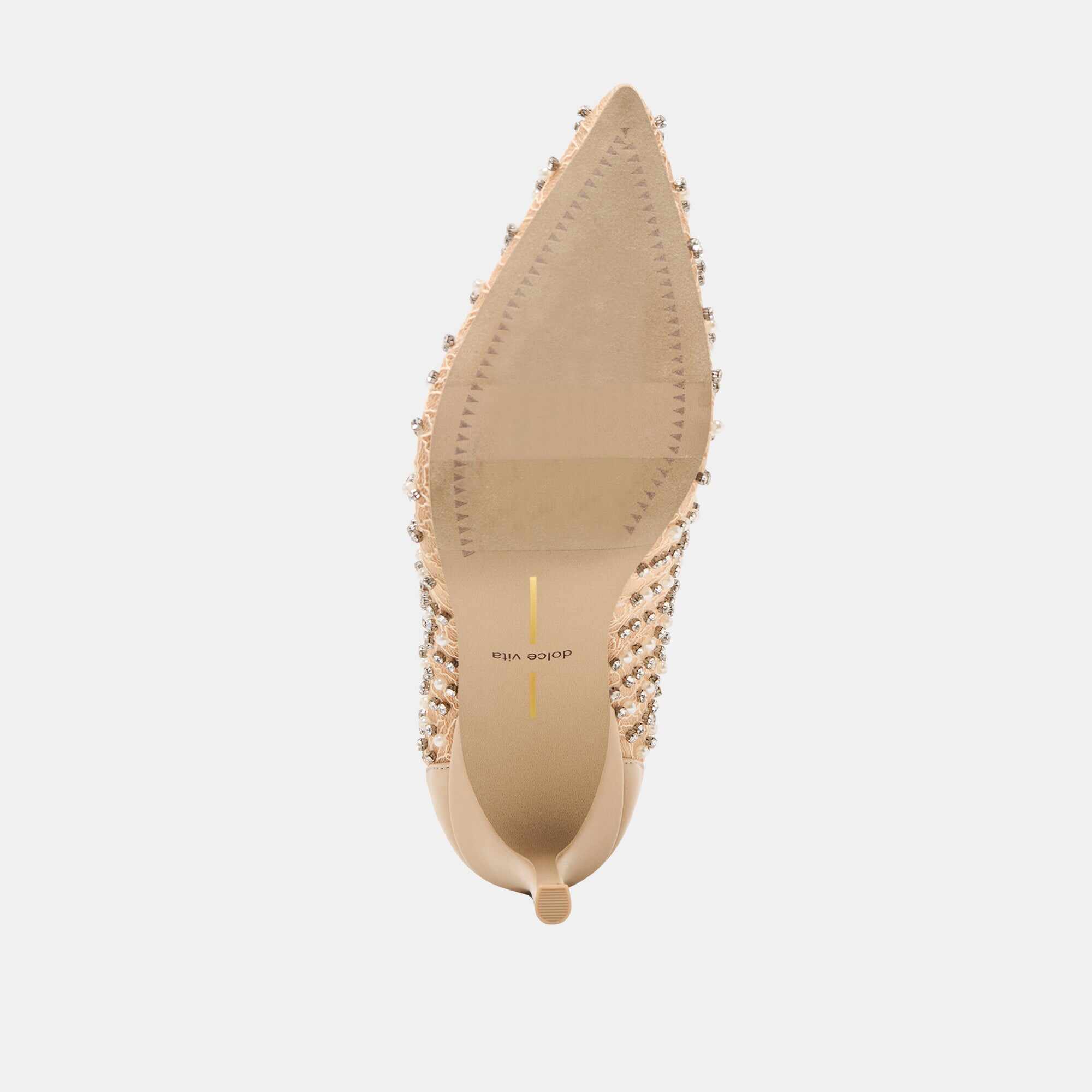 KASHE PEARL HEELS BLUSH LACE MESH