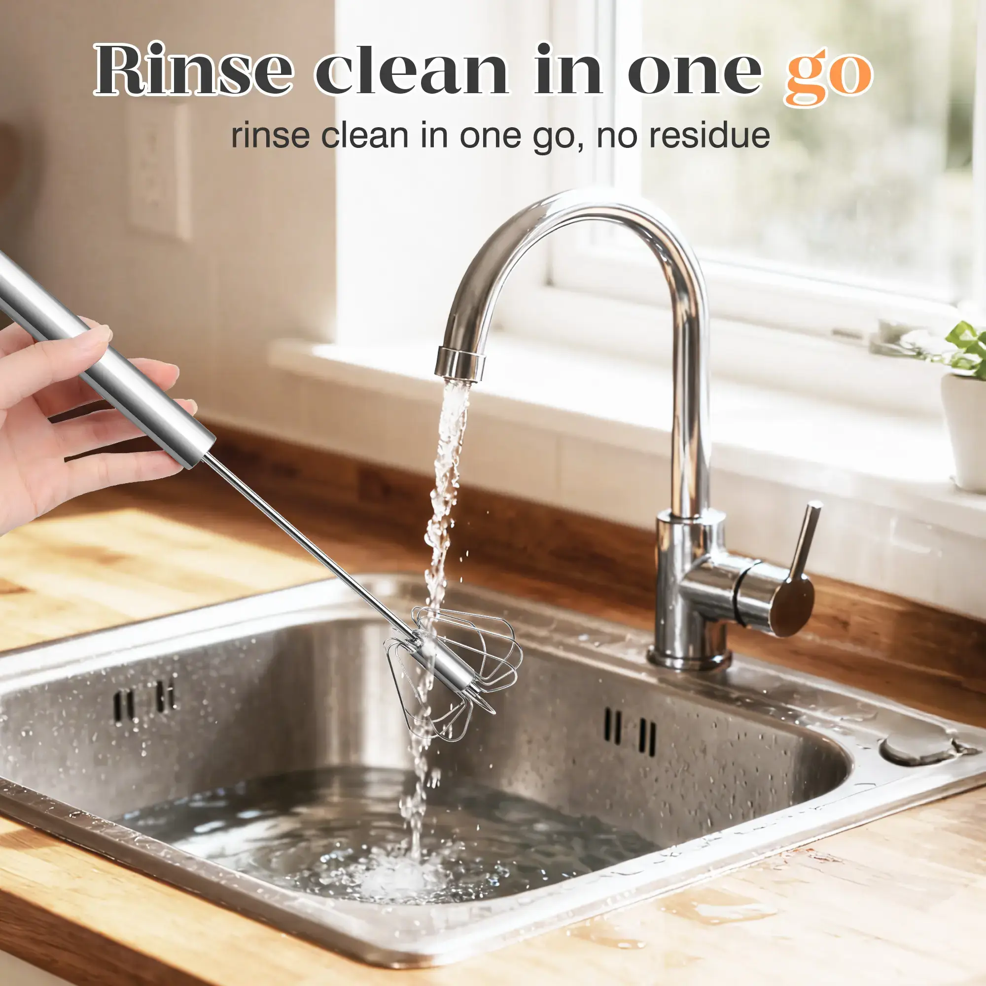 Stainless Steel Hand-Push Rotary Whisk - Versatile Kitchen Tool