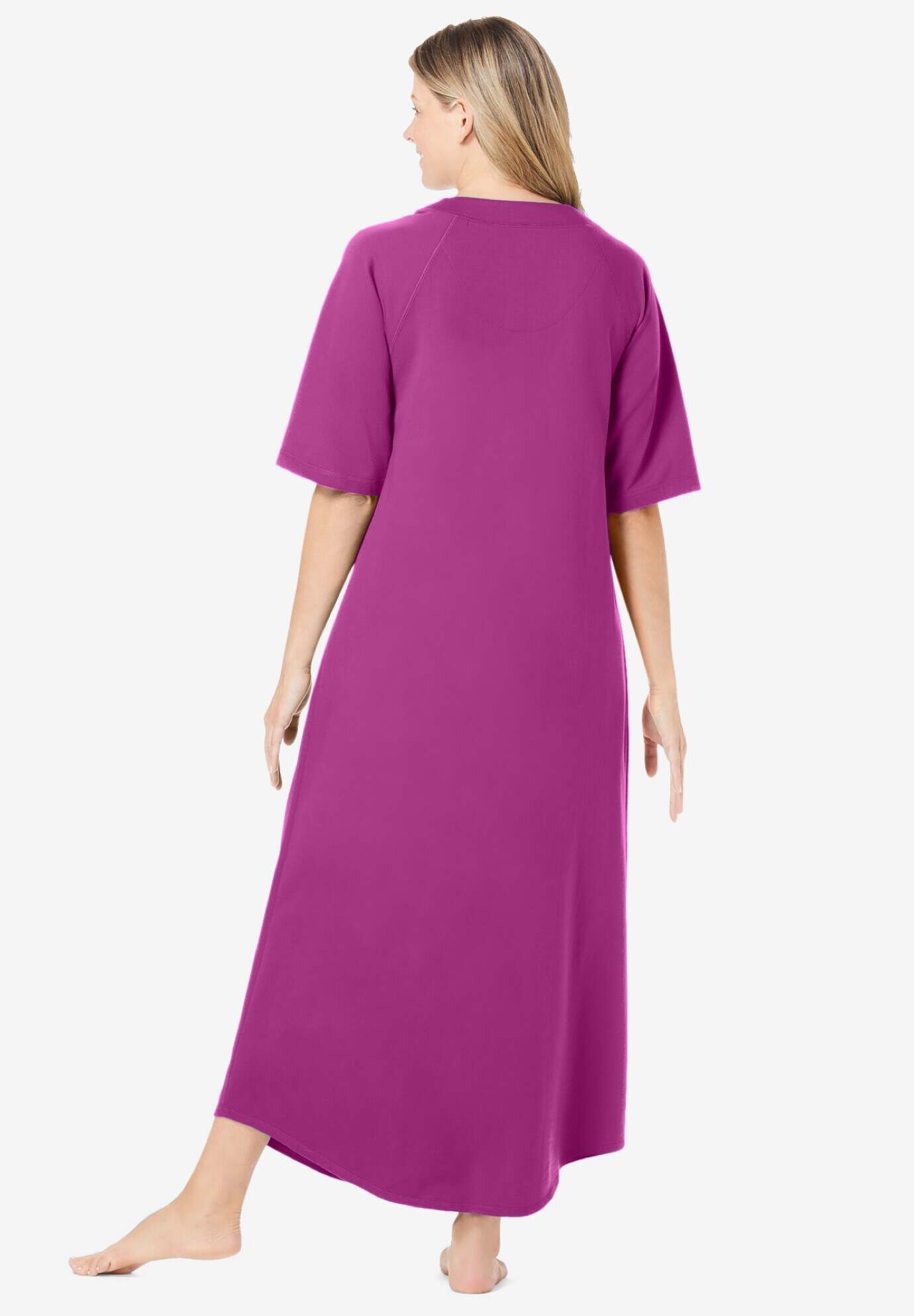Long French Terry Zip-Front Robe