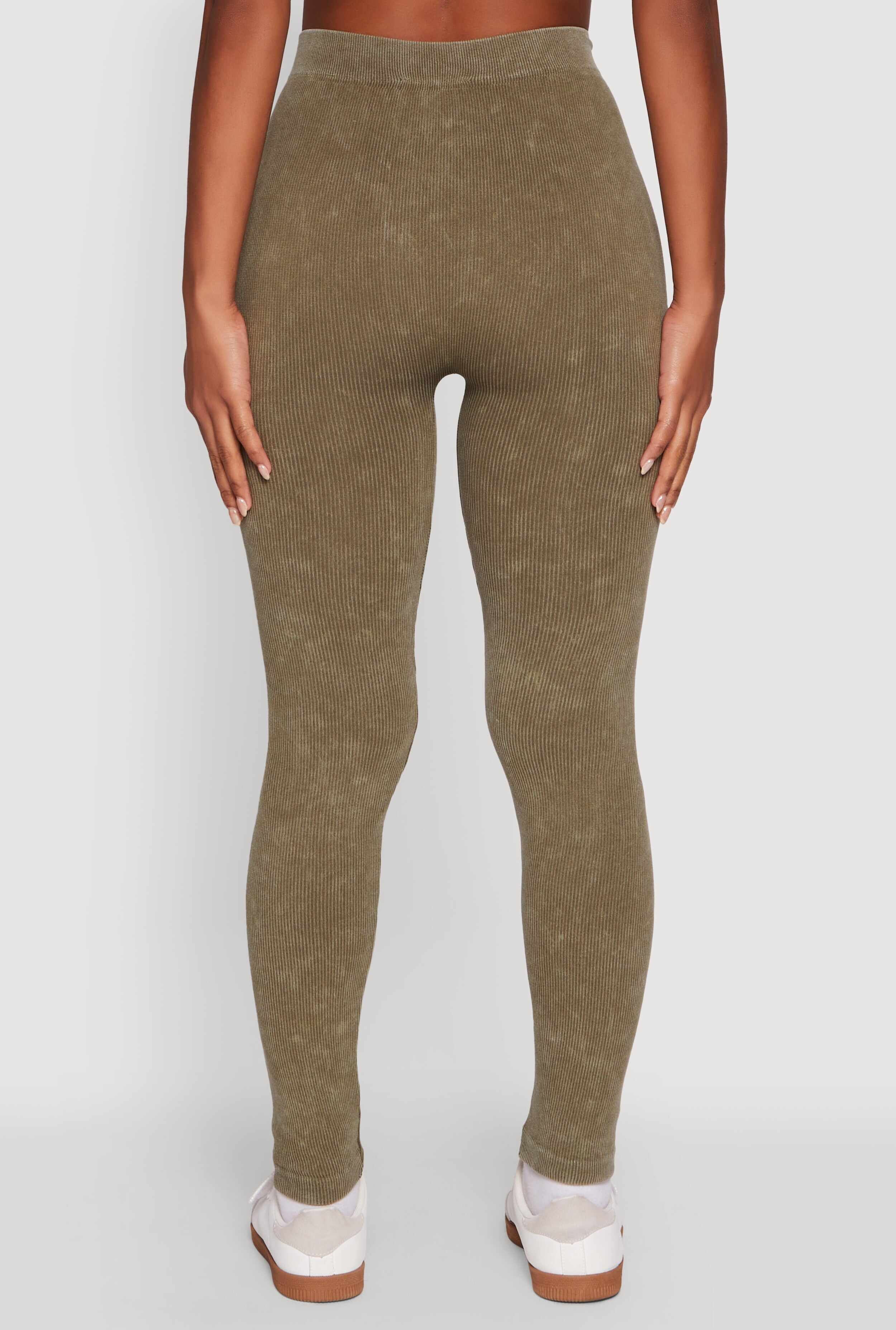 Seamless Rib Knit Acid Wash Leggings