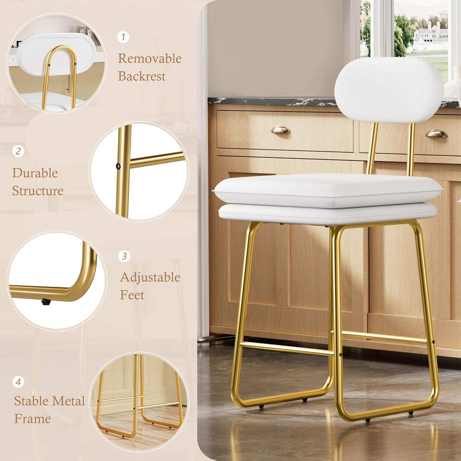 VECELO Bar Stools Set of 2