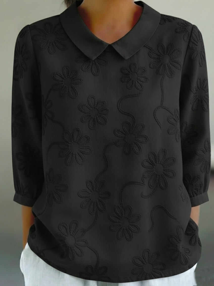 🔥Summer Arrivals🌟Romantic Floral Embroidered Peter Pan Collar Shirt Blouse
