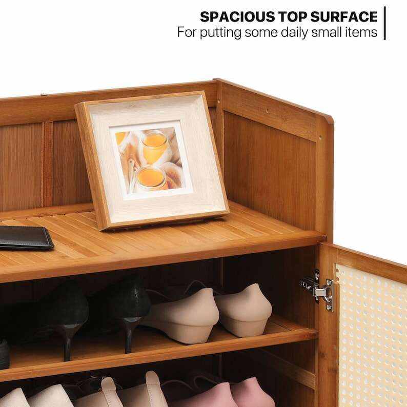 Bamboo Shoe Rack, Modern 7-Tier Storage Shelf, Large Shoe storage Shelf, Modern Doors Shoe Rack