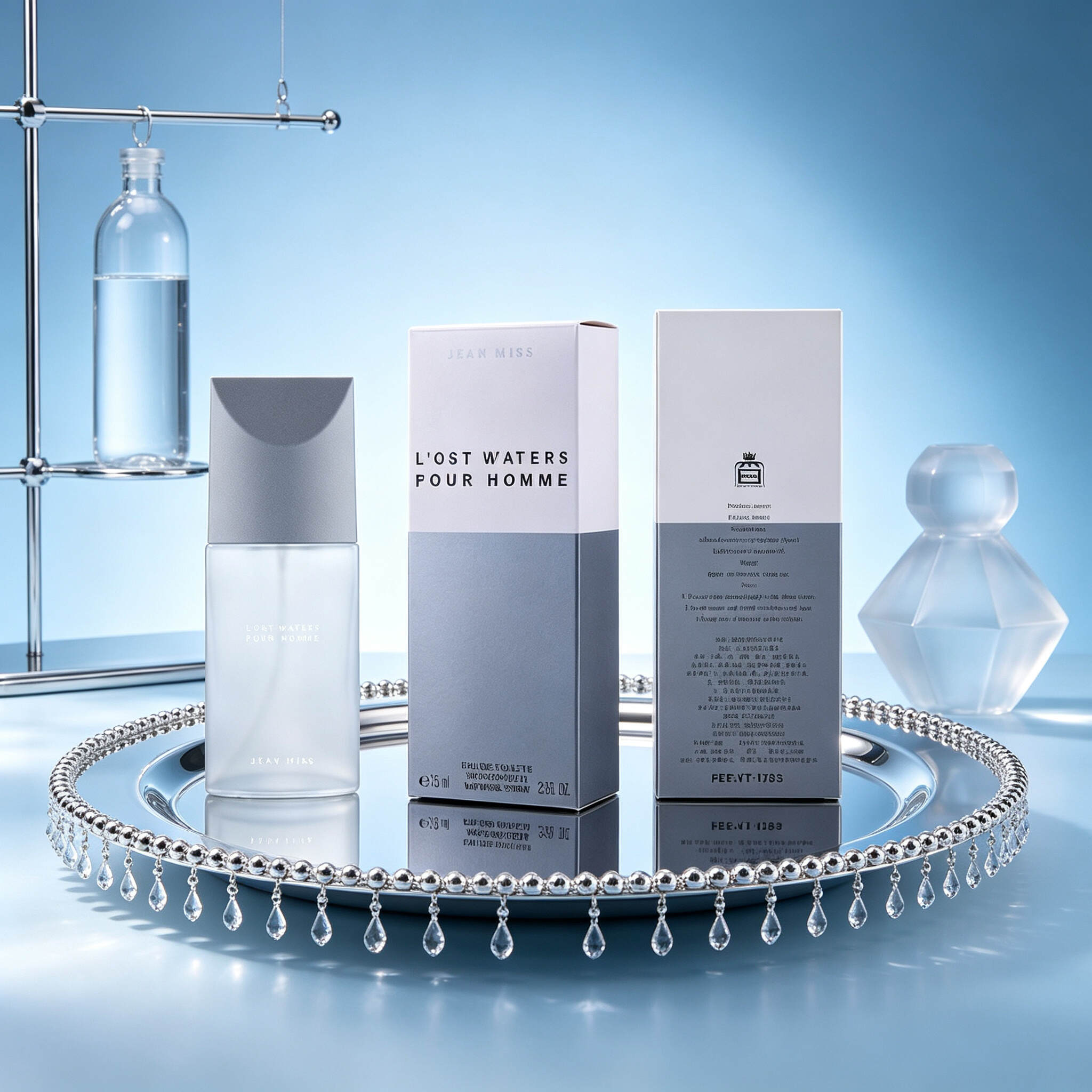 L'OST WATERS Pour Homme Men Eau de Toilette 75ml, Minimalist Two-Tone Gray Frosted Bottle