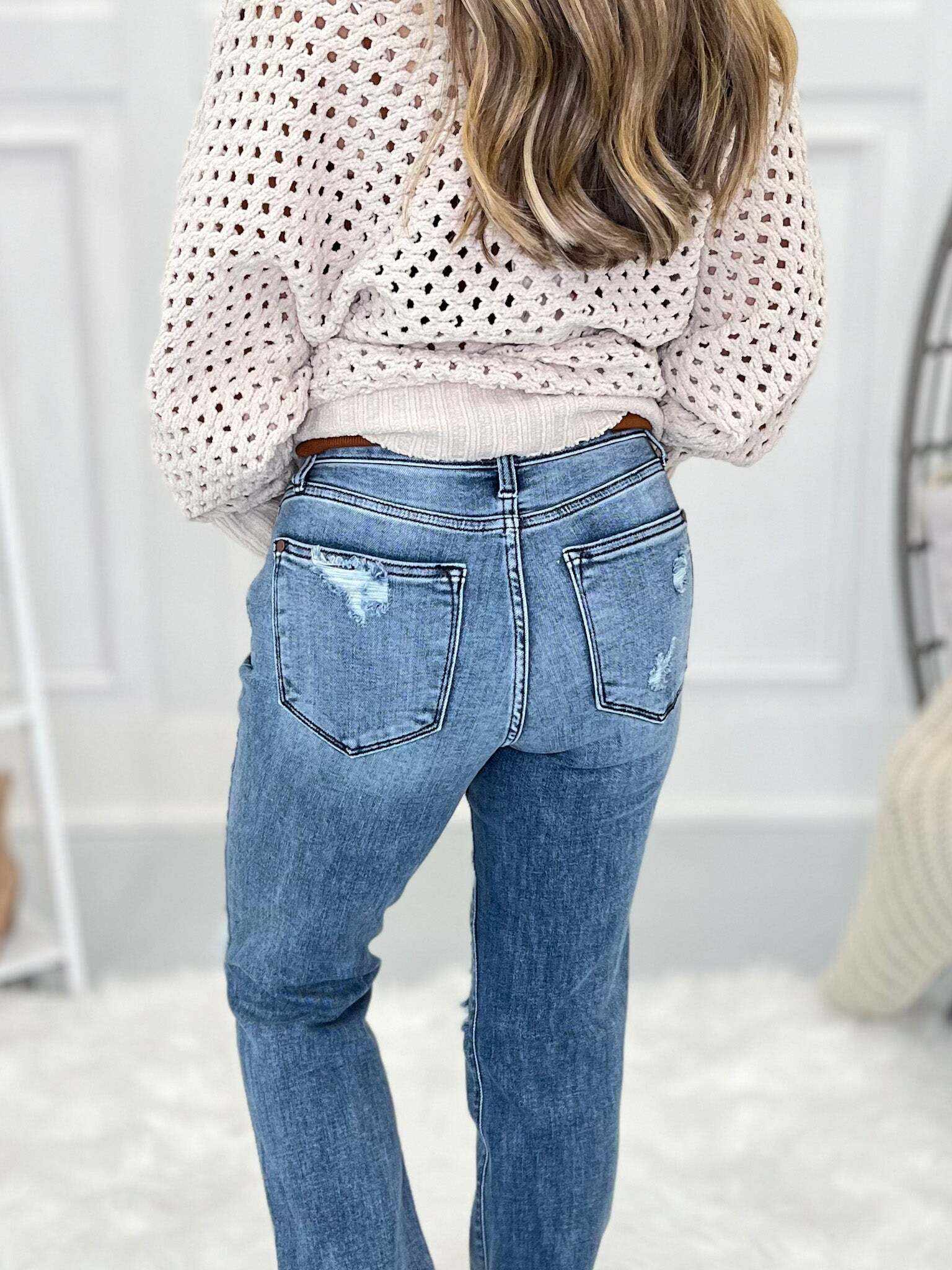 Commit To It - Christmas Destroyed Straight Leg Jeans- Final Sale
