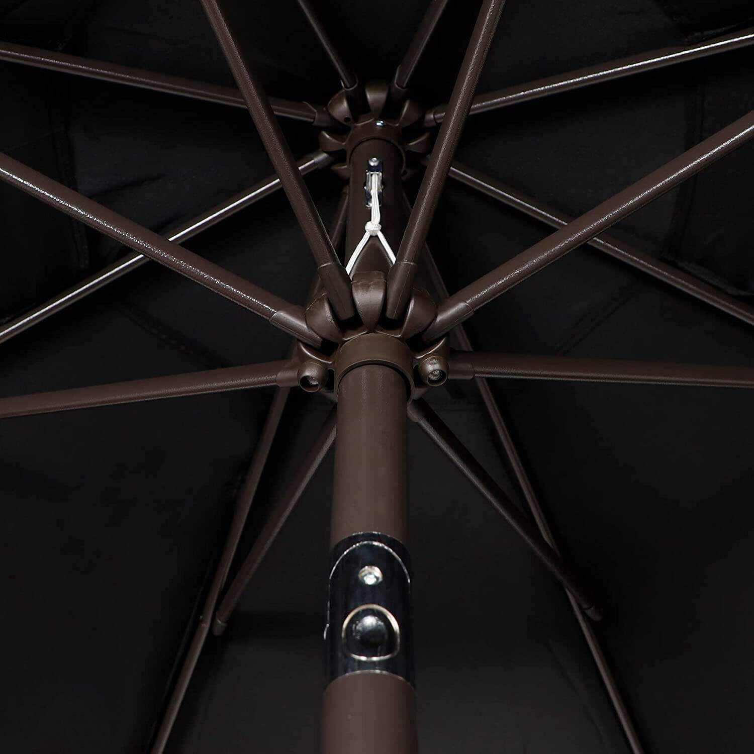 9' Outdoor Market Patio Umbrella with Push Button Tilt and Crank, 8 Ribs (Tan)