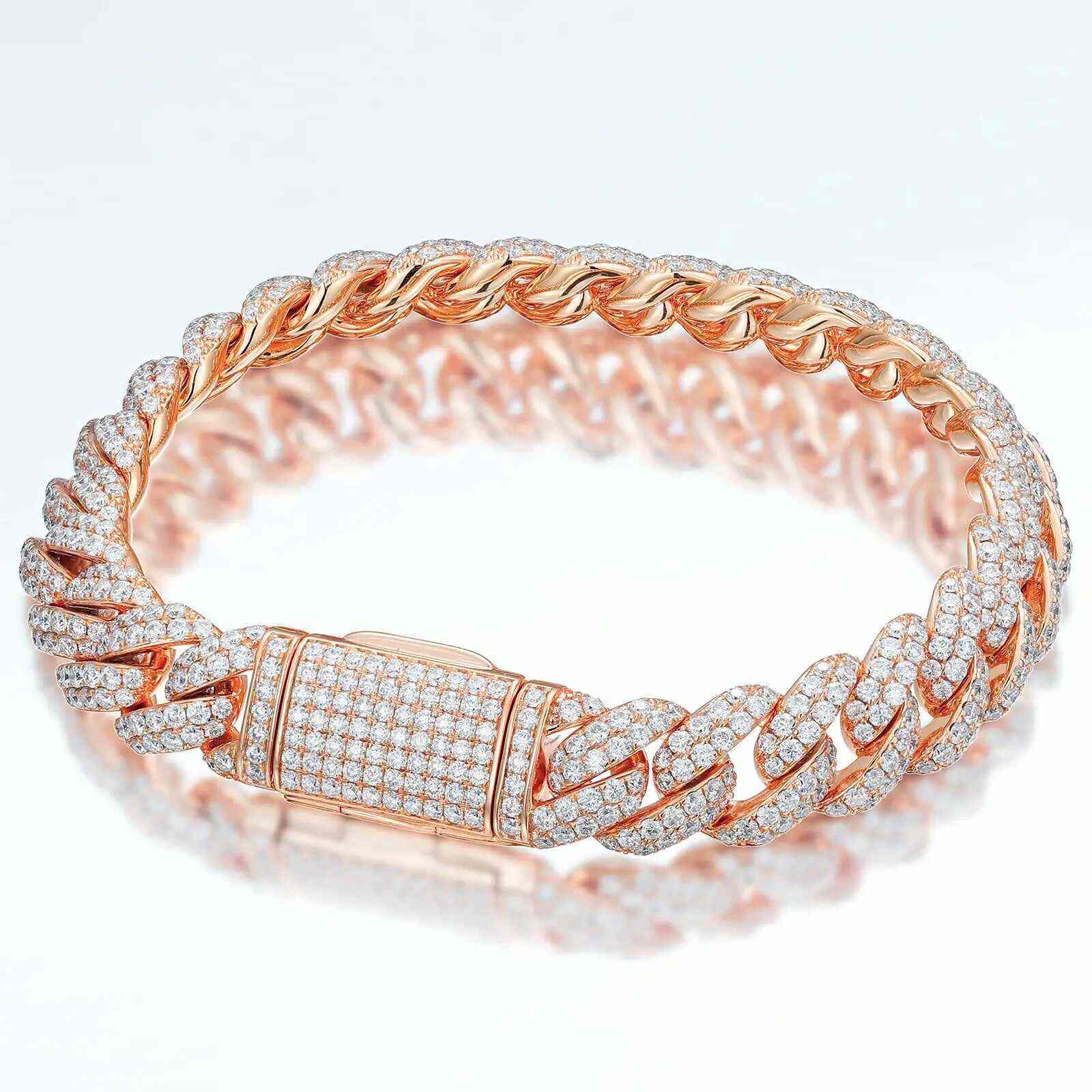 Test10mm S925 2 Row Moissanite Bubble Cuban Link Bracelet