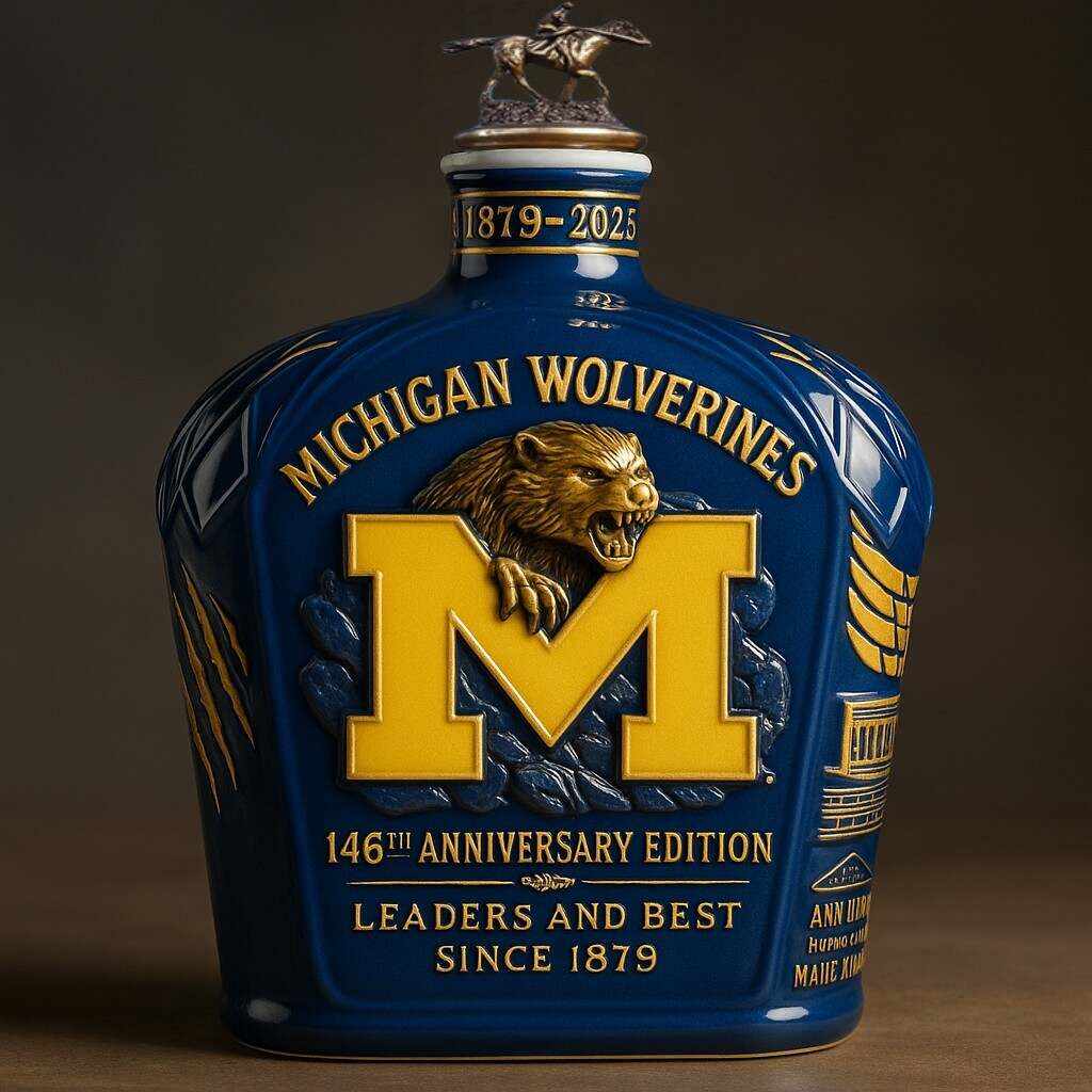 Michigan Wolverines 146th Anniversary Whiskey Bottle