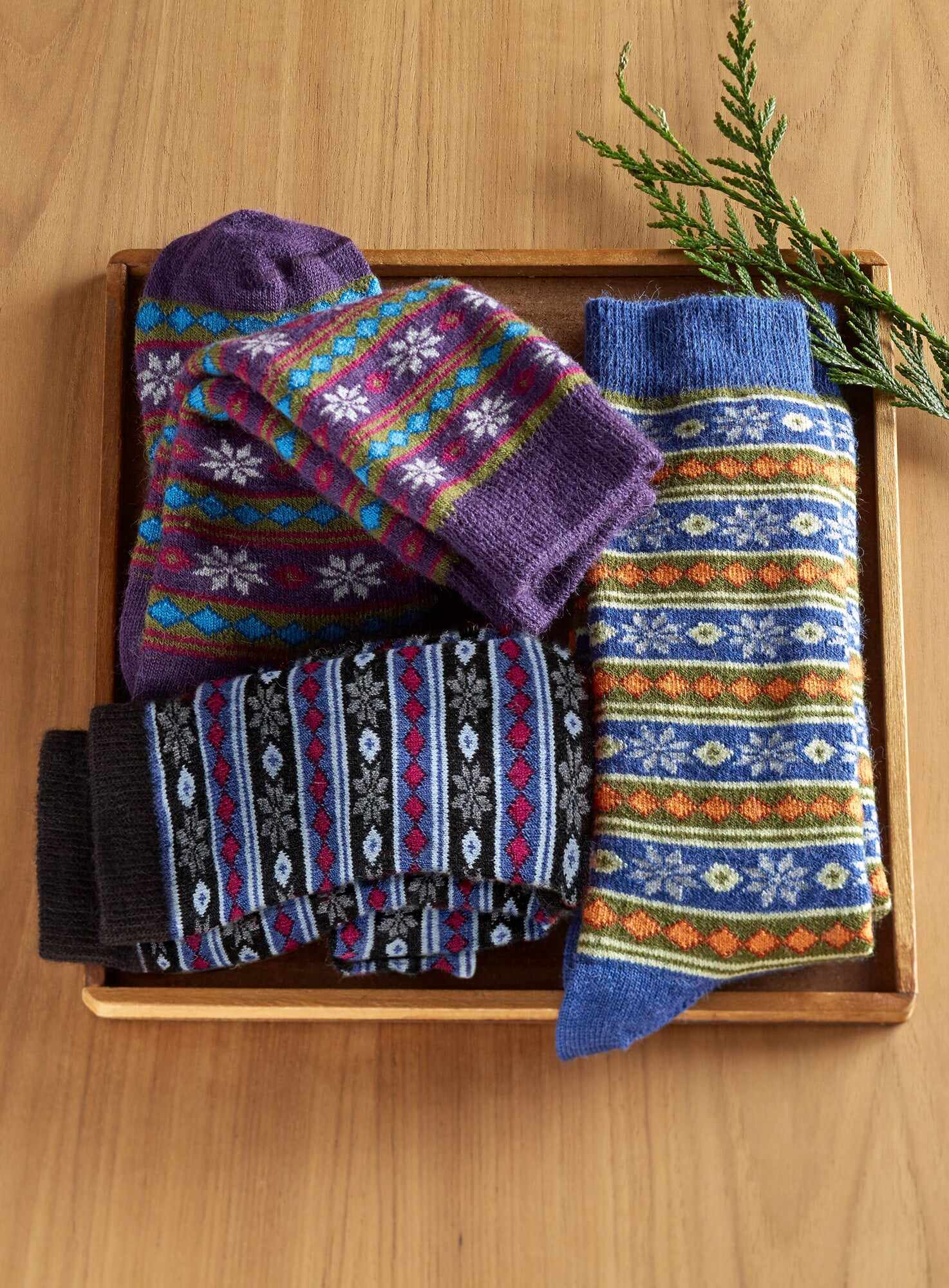 Cozy Alpaca Diamond Stripe Socks