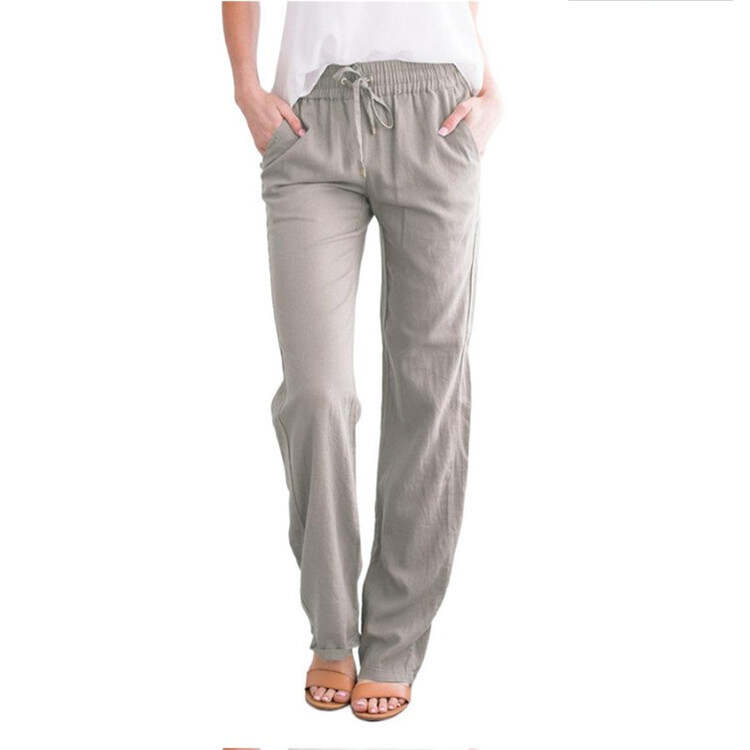 Solid Color Loose Drawcord Casual Wide Leg Pants